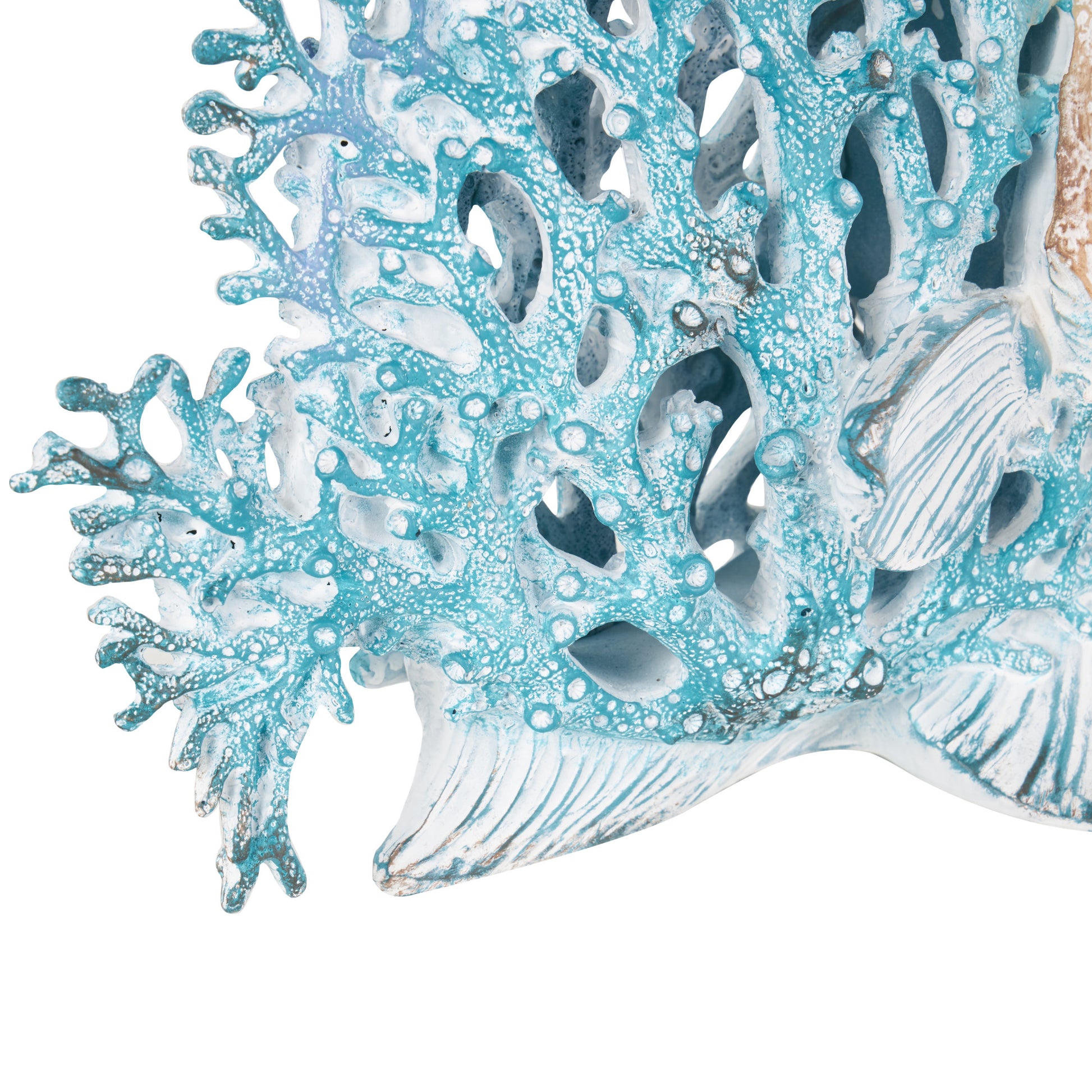 Fish Polystone Textured Decorative Sculpture with White Fins