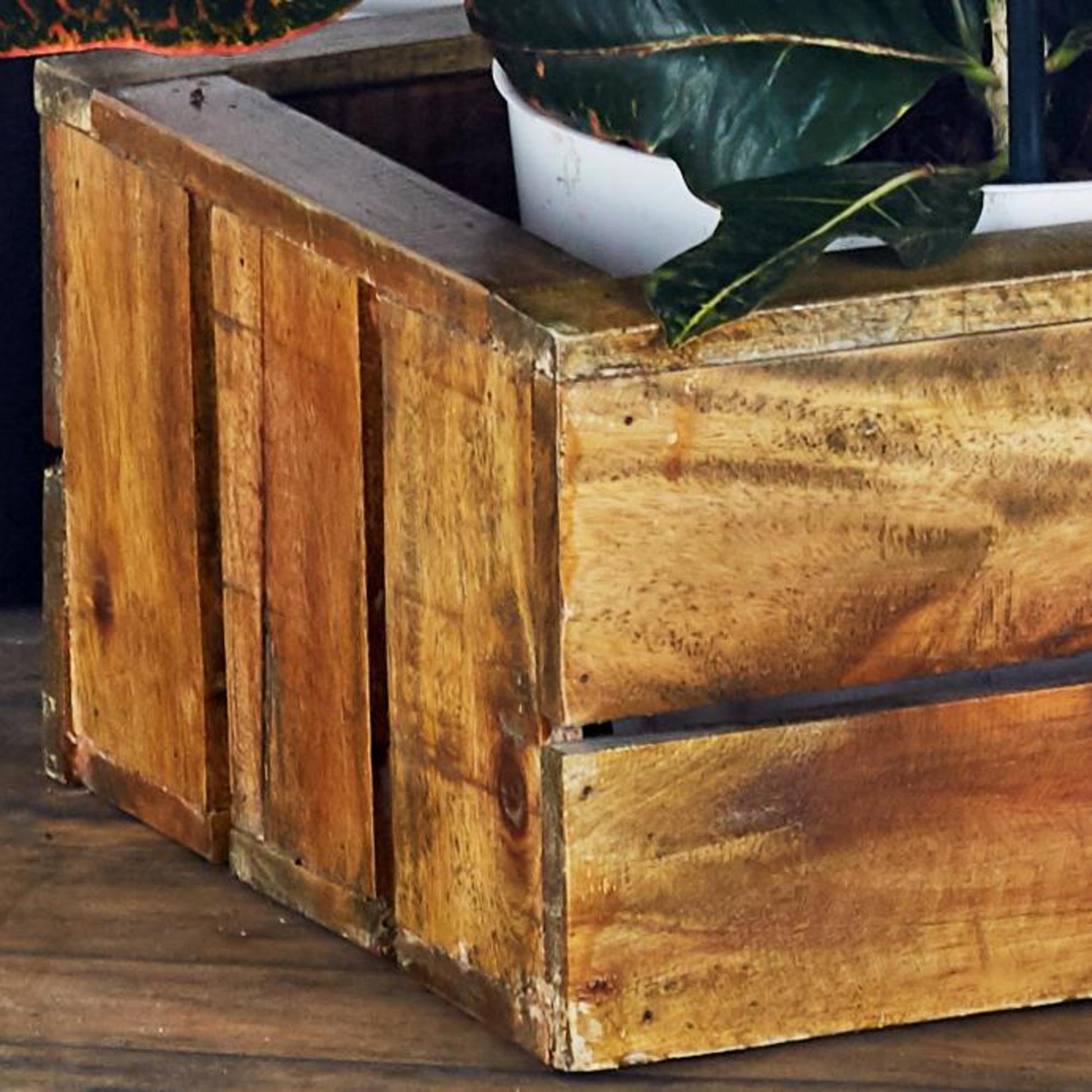 Set of 3 Brown Wood Handmade Decorative and Functional Storage Basket with Handles