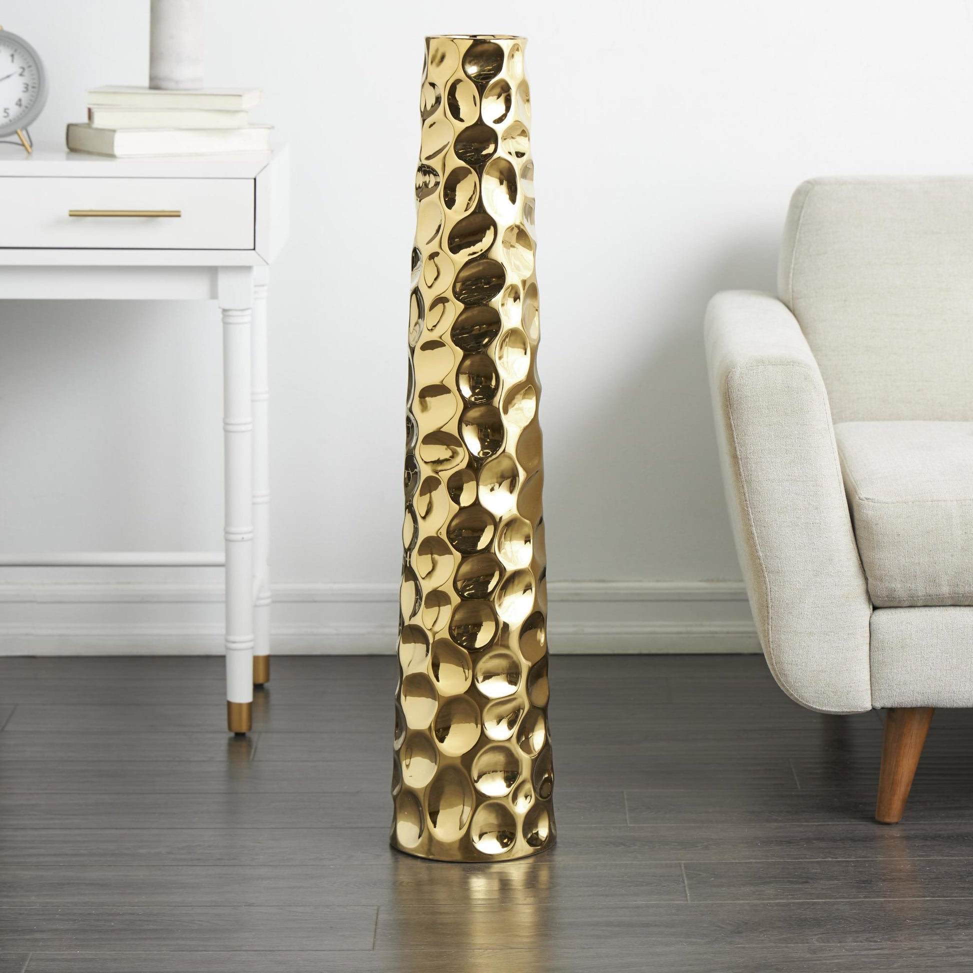 Geometric Ceramic Bubble Decorative Vase with Concaved Circles