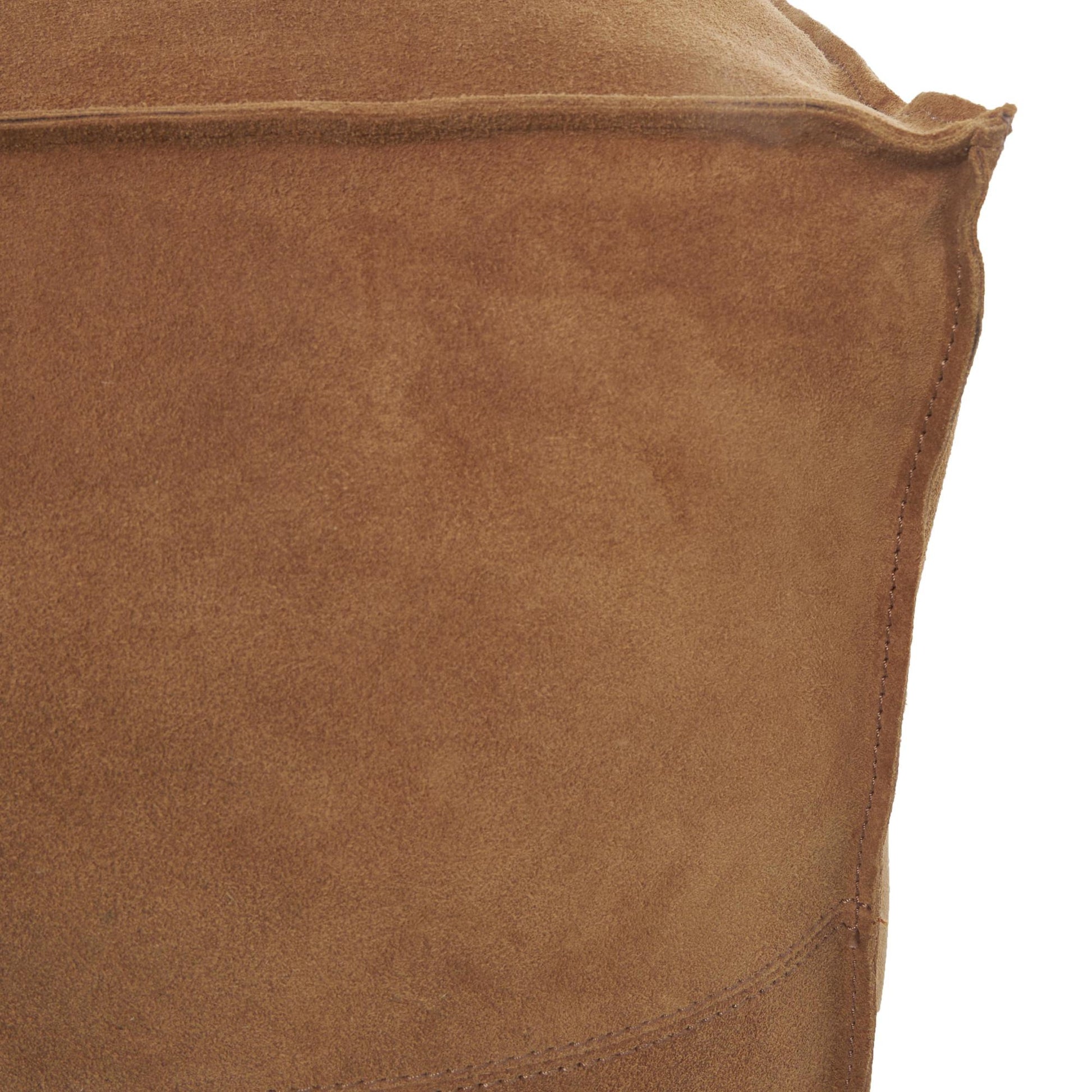Leather Low Profile Square Stuffed Pouf with Patchwork Design