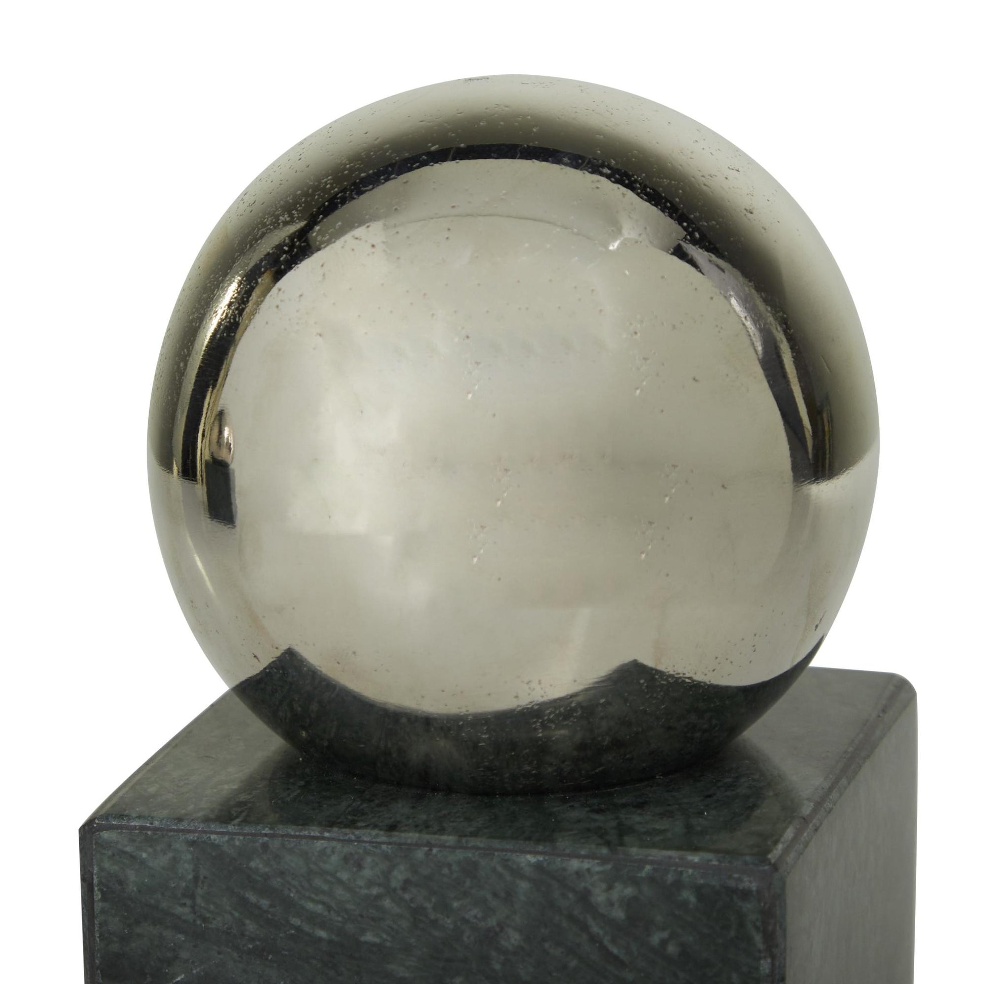 CosmoLiving by Cosmopolitan Set of 2 Marble 7 lbs Decorative Bookends with Silver Aluminum Orb