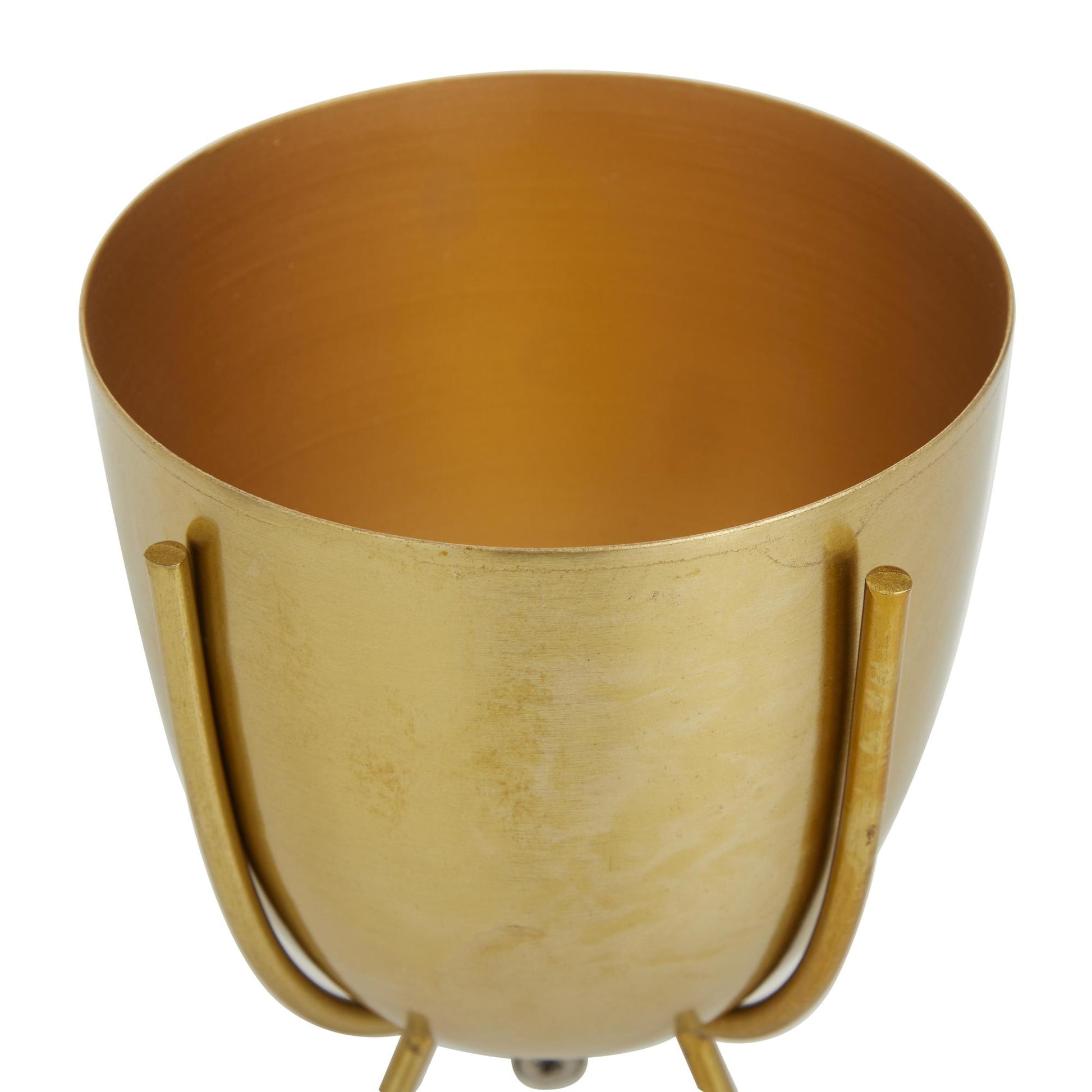 CosmoLiving by Cosmopolitan Set of 2 Gold Metal Small Indoor Outdoor Planter with Removable Stand