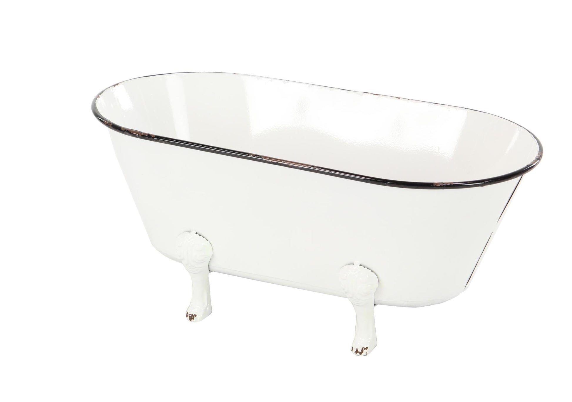 White Metal Bathtub Indoor Outdoor Planter with Scrolled Feet