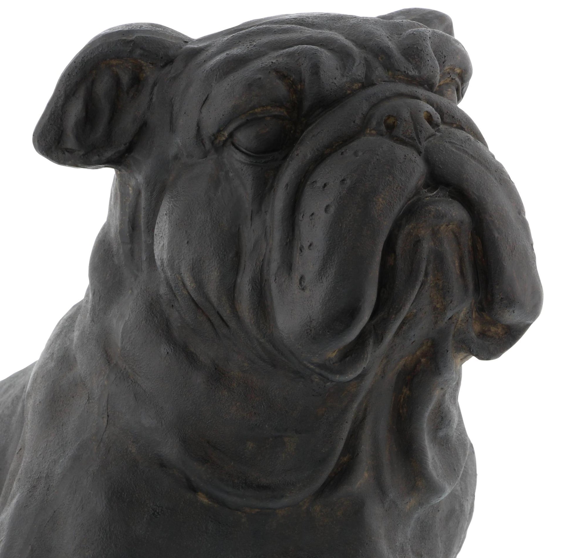 Bulldog Brown Polystone Weathered Sitting Decorative Sculpture