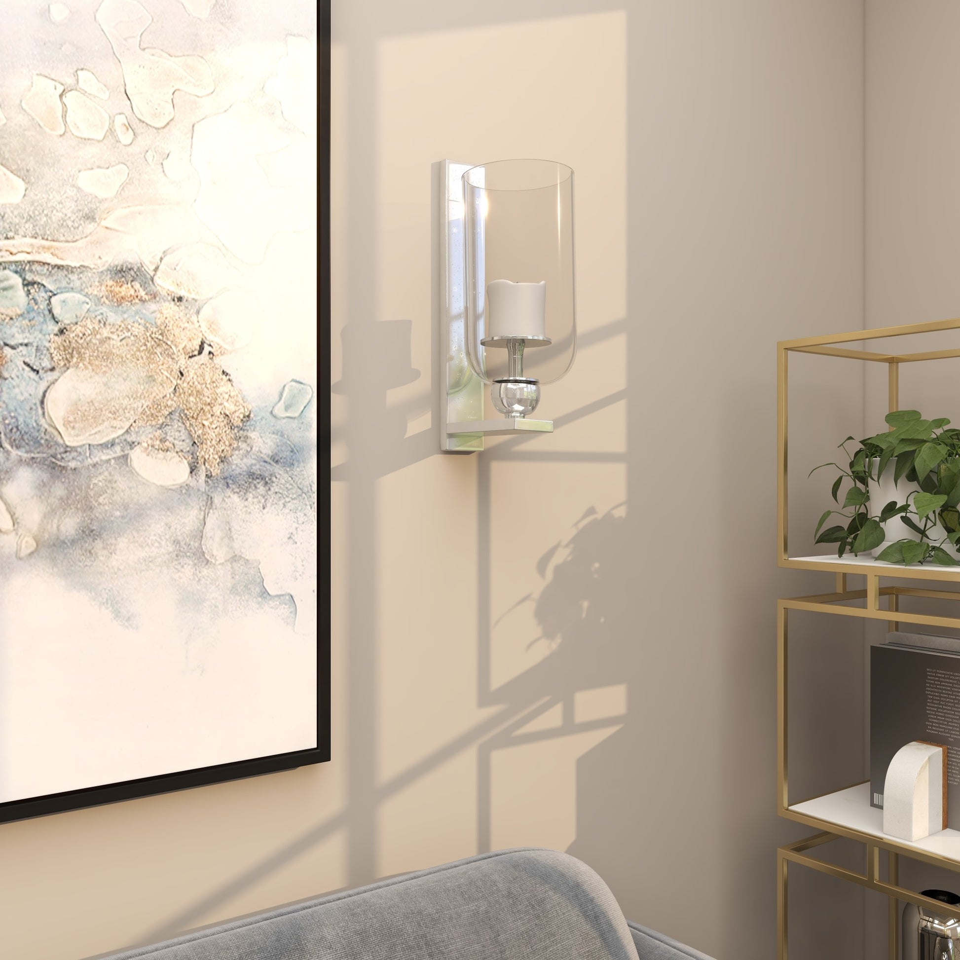 Geometric Aluminum Metal Single Candle Indoor Outdoor Wall Sconce