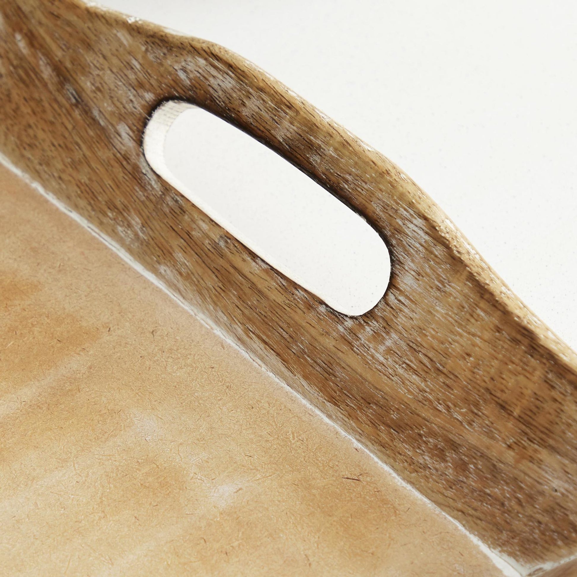 Set of 2 Brown Wooden Living Room Decor Tray