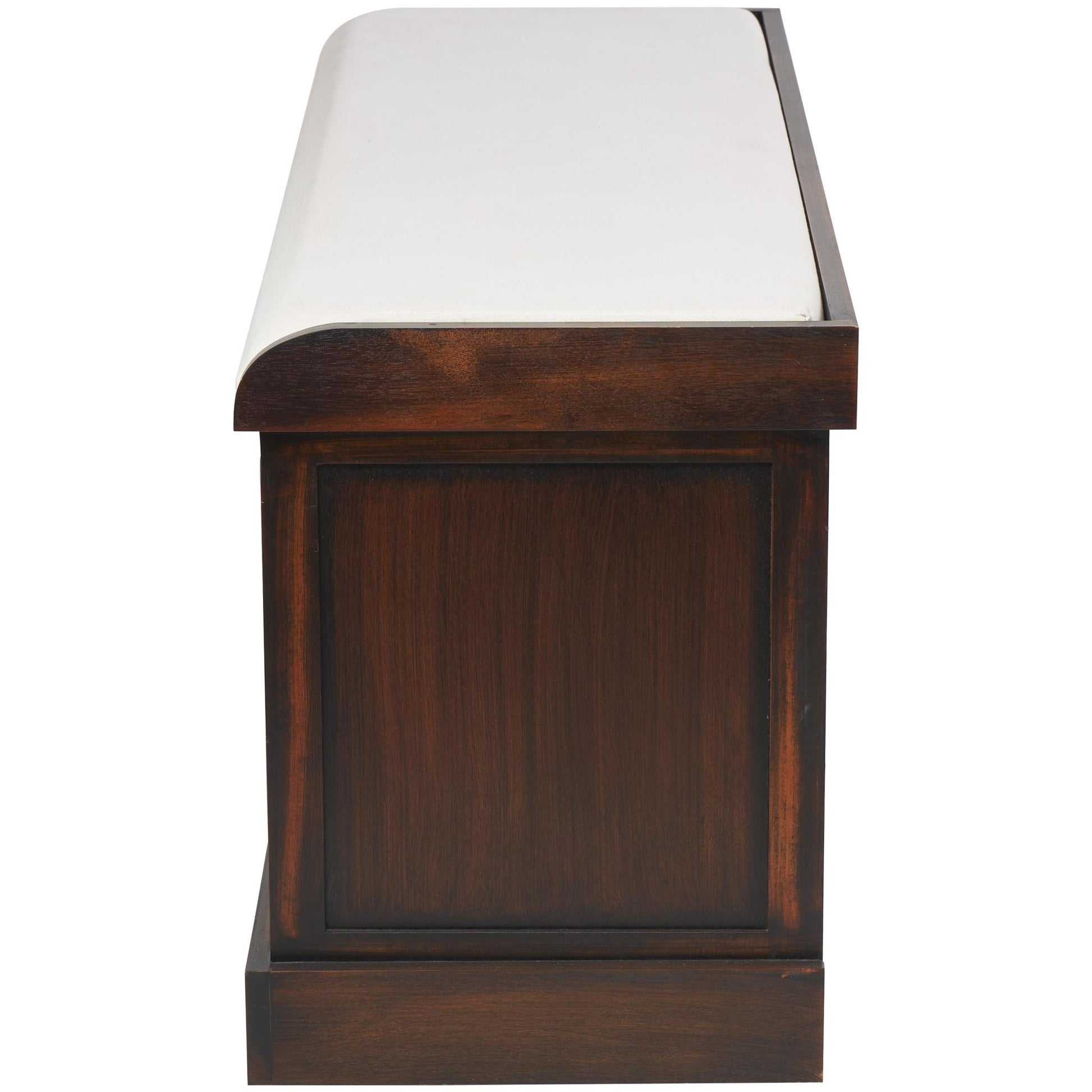 Brown Wood Room Storage Bench with Upholstered Seat