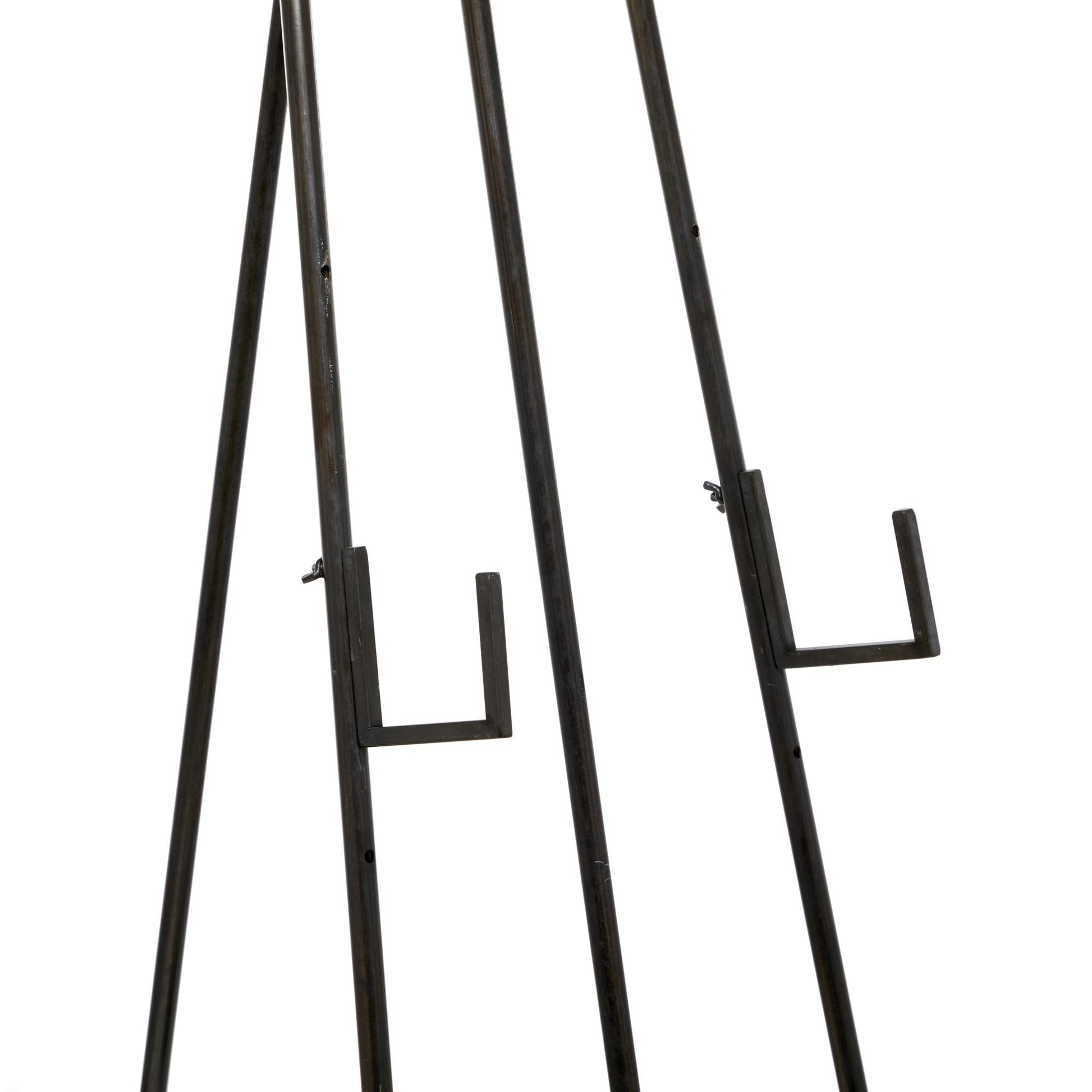 Black Metal Tall Adjustable 3 Tier Display Easel with Chain Support and Wood Accents