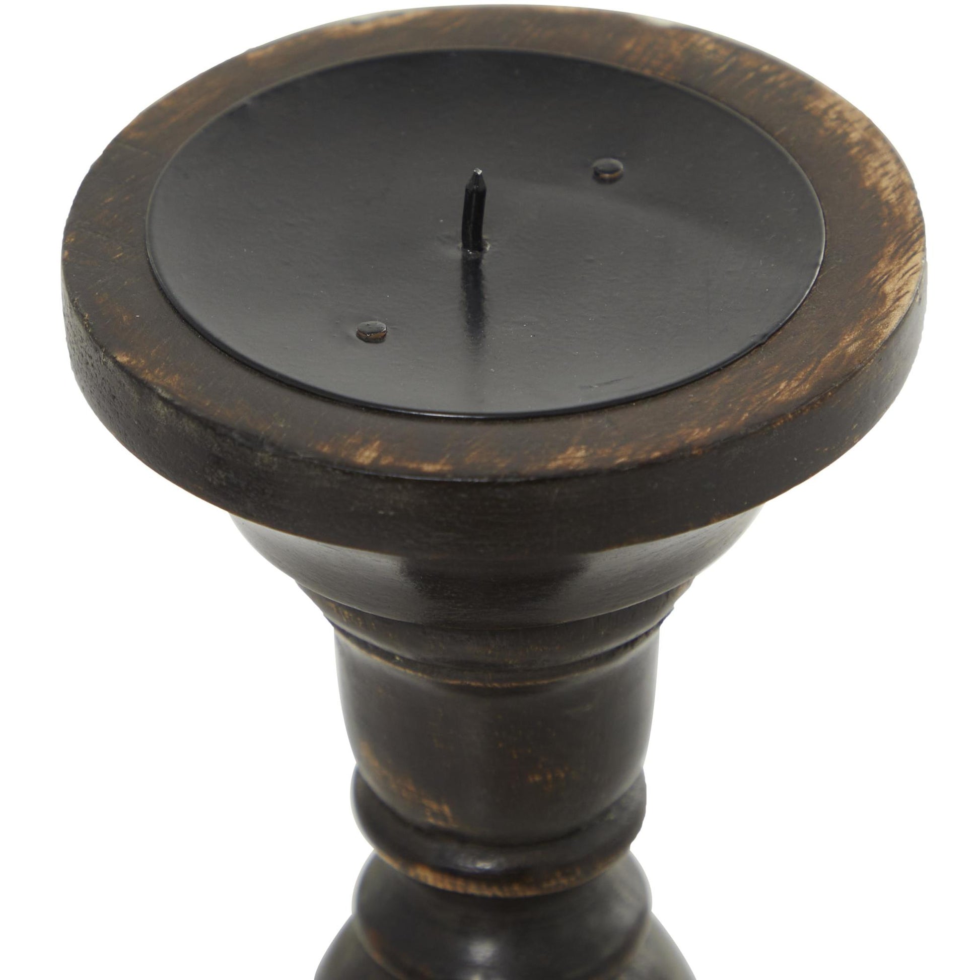 Set of 3 Black Mango Wood Decorative Candle Holder