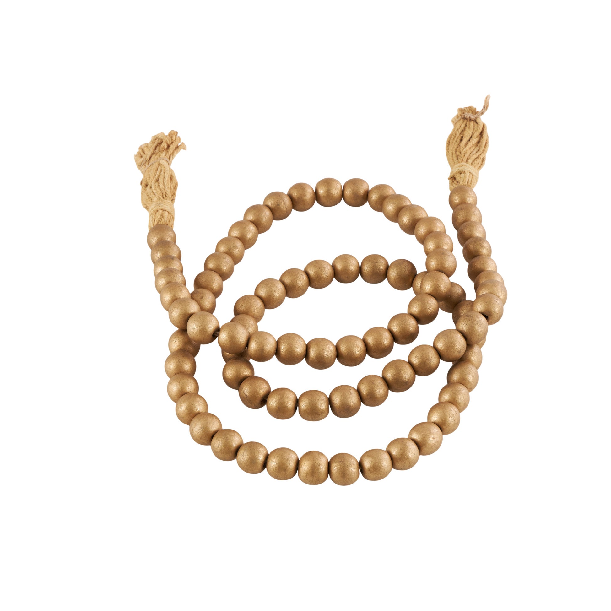 Mango Wood Handmade Round Long Carved Beaded Garland with Tassel