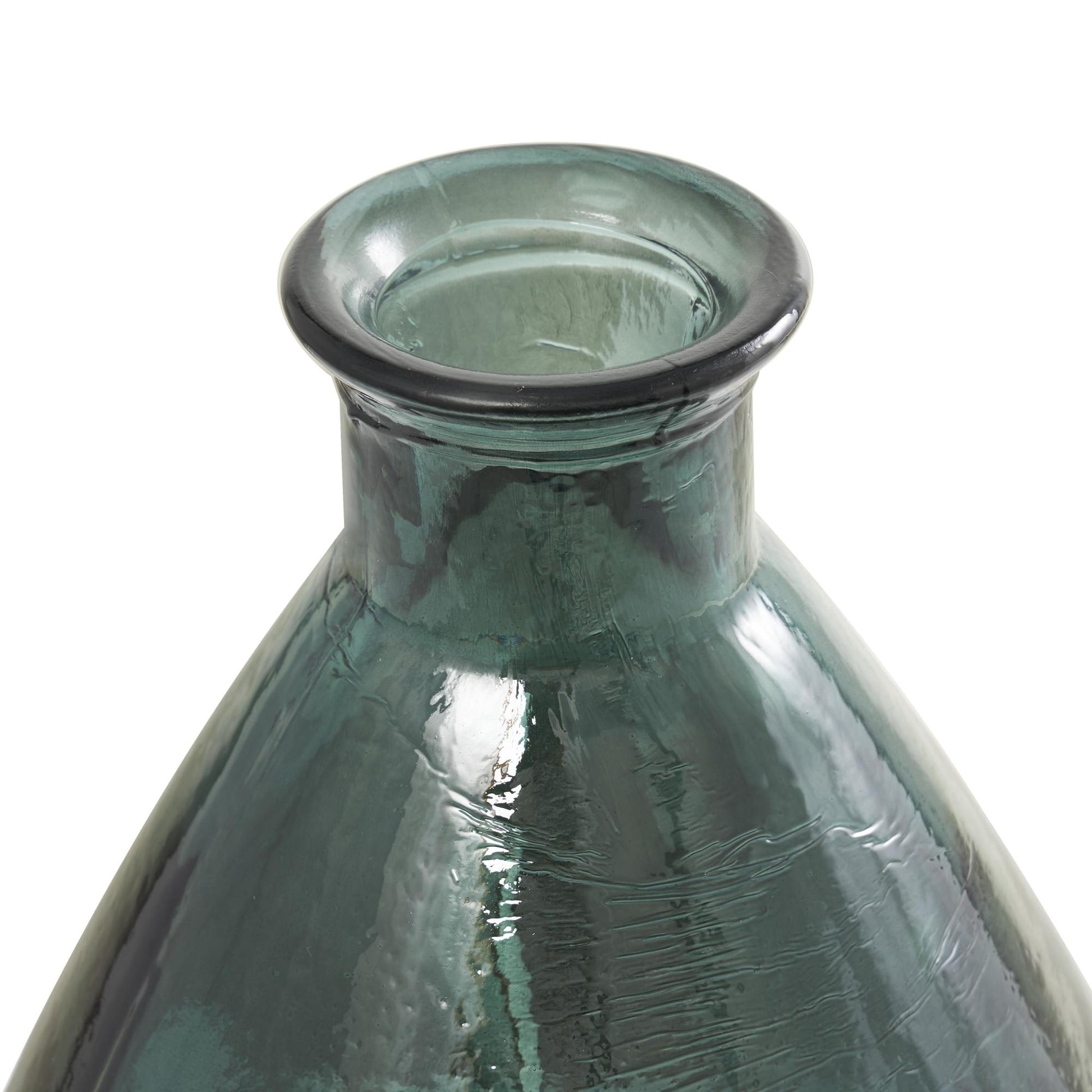 Green Recycled Glass Handmade Spanish Bottle Neck Tapered Bell Shaped Decorative Vase