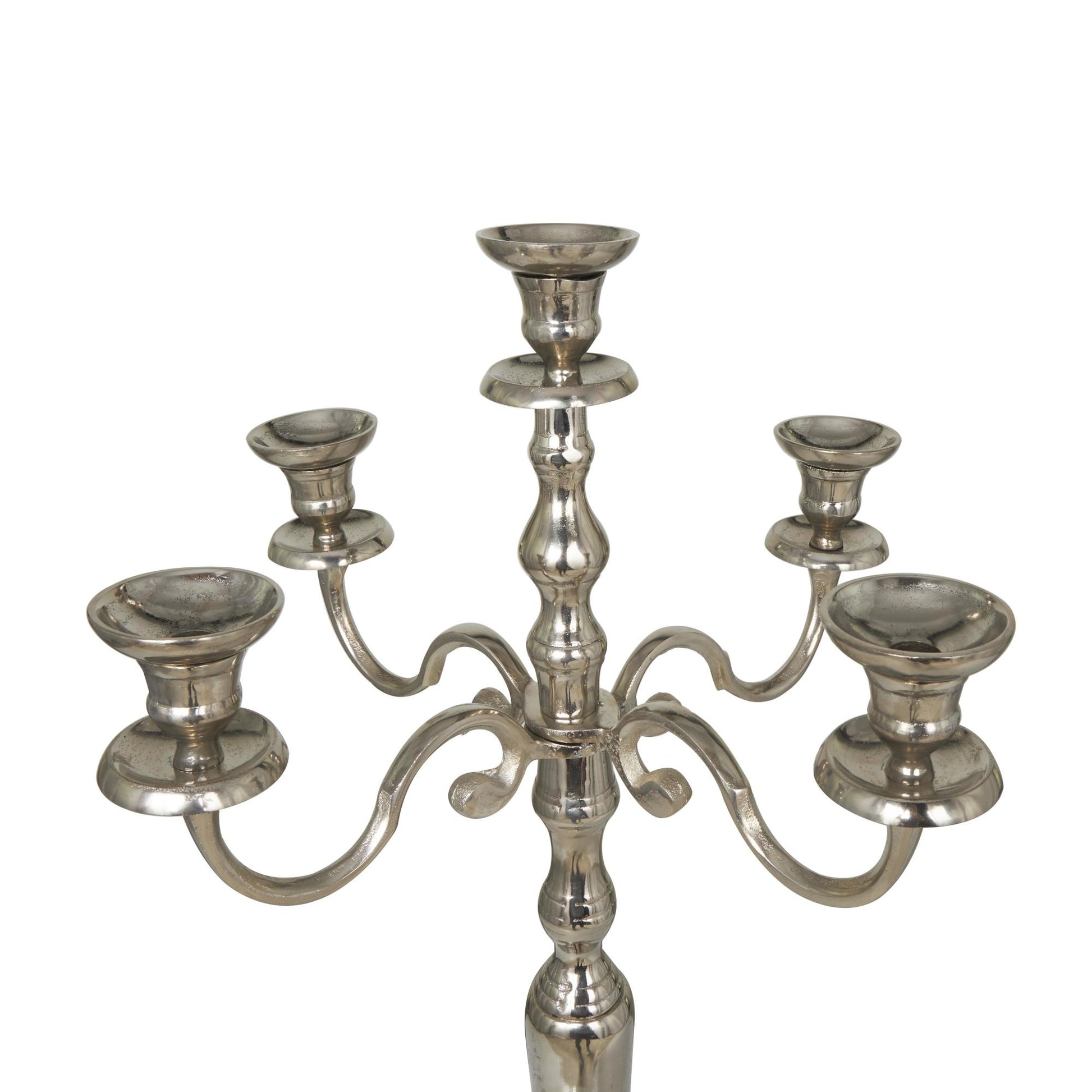 Scroll Aluminum Metal Tall Floor 5 Candle Decorative Candelabra