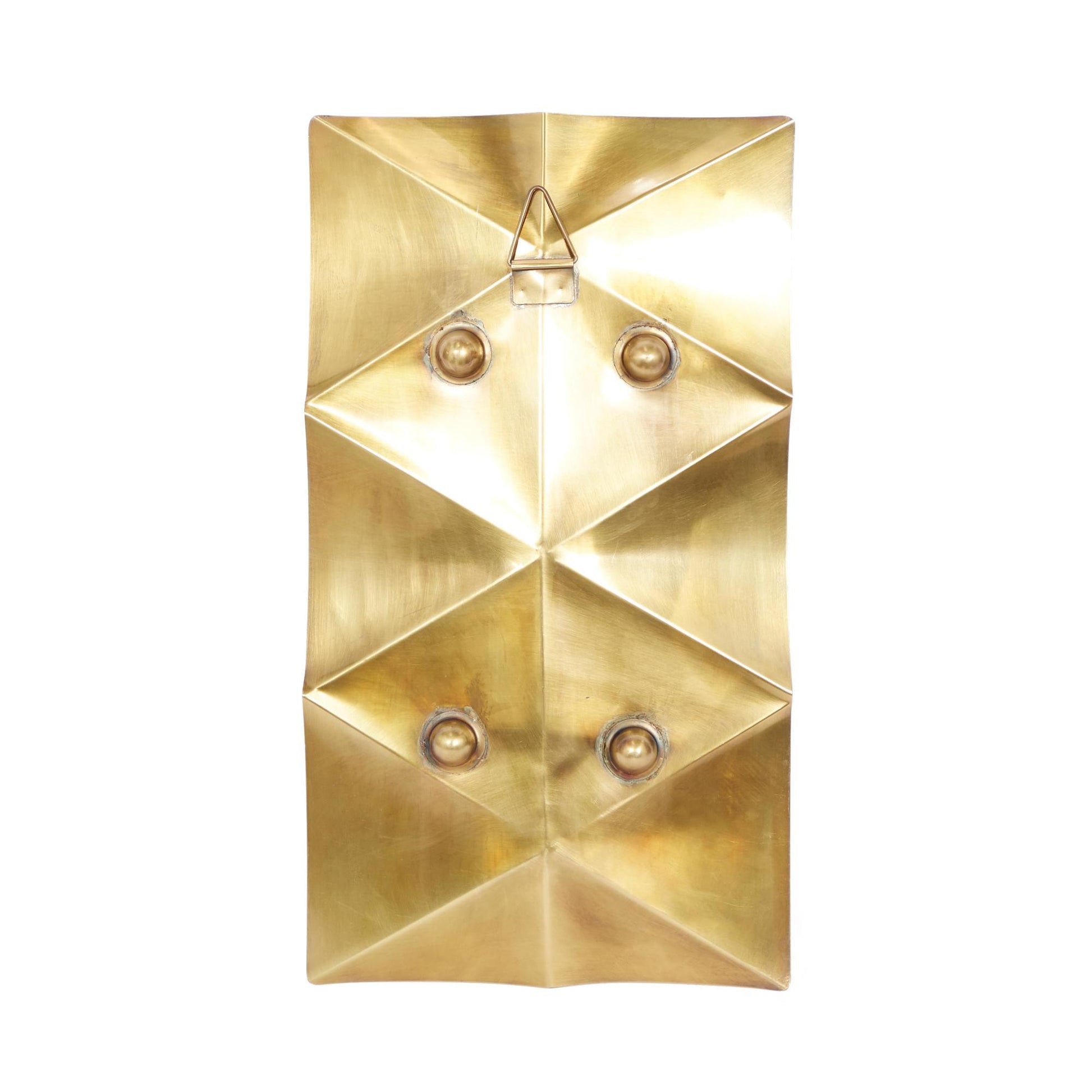 Geometric Gold Stainless Steel Metal Pillar Indoor Outdoor Wall Sconce with Hammered Design