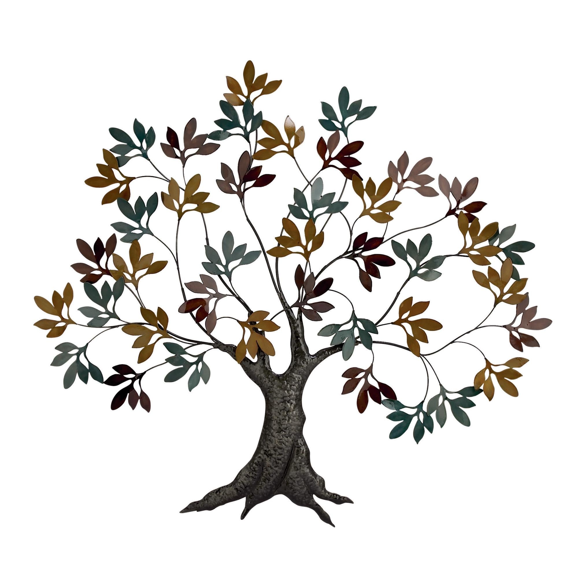 Tree Multi Colored Metal Home Wall Decor with Leaf Detail