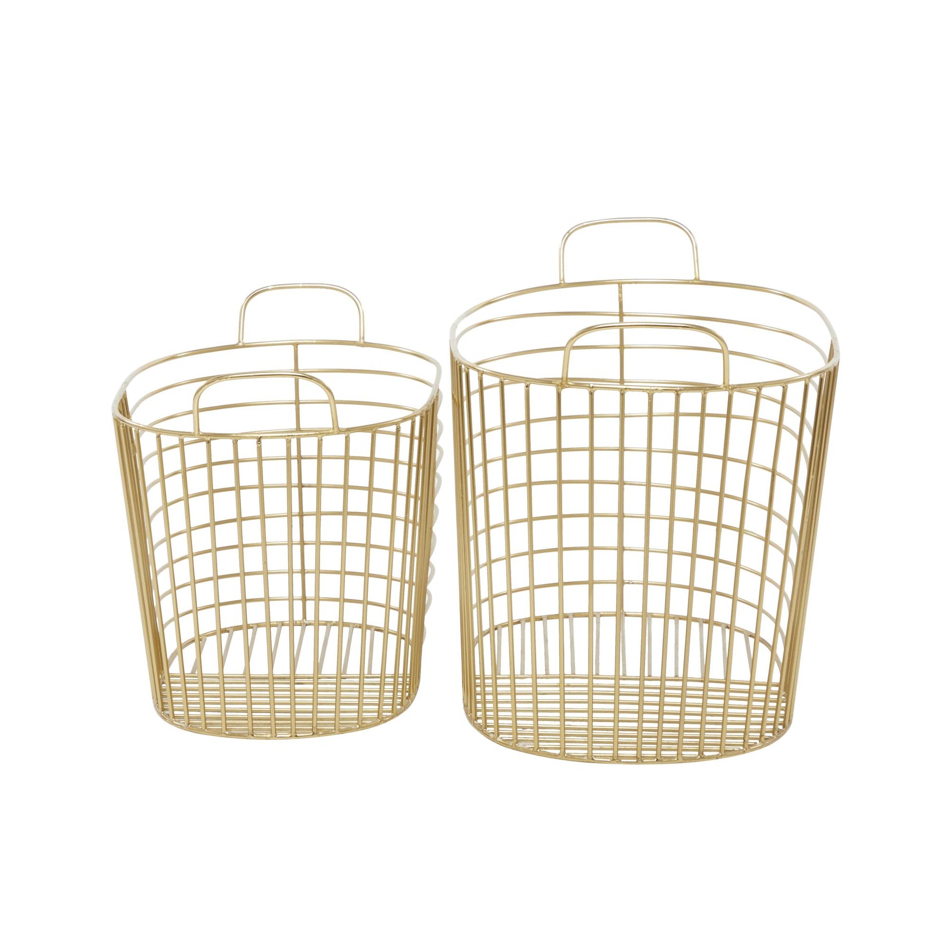 CosmoLiving by Cosmopolitan Set of 2 Metal Wire Oval Decorative and Functional Storage Basket with Handles