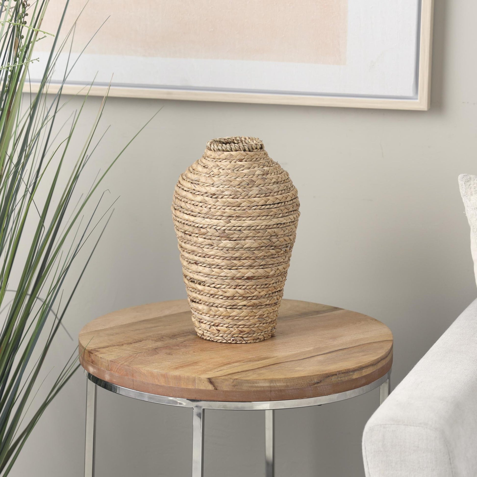 Brown Seagrass Handmade Braided Decorative Vase