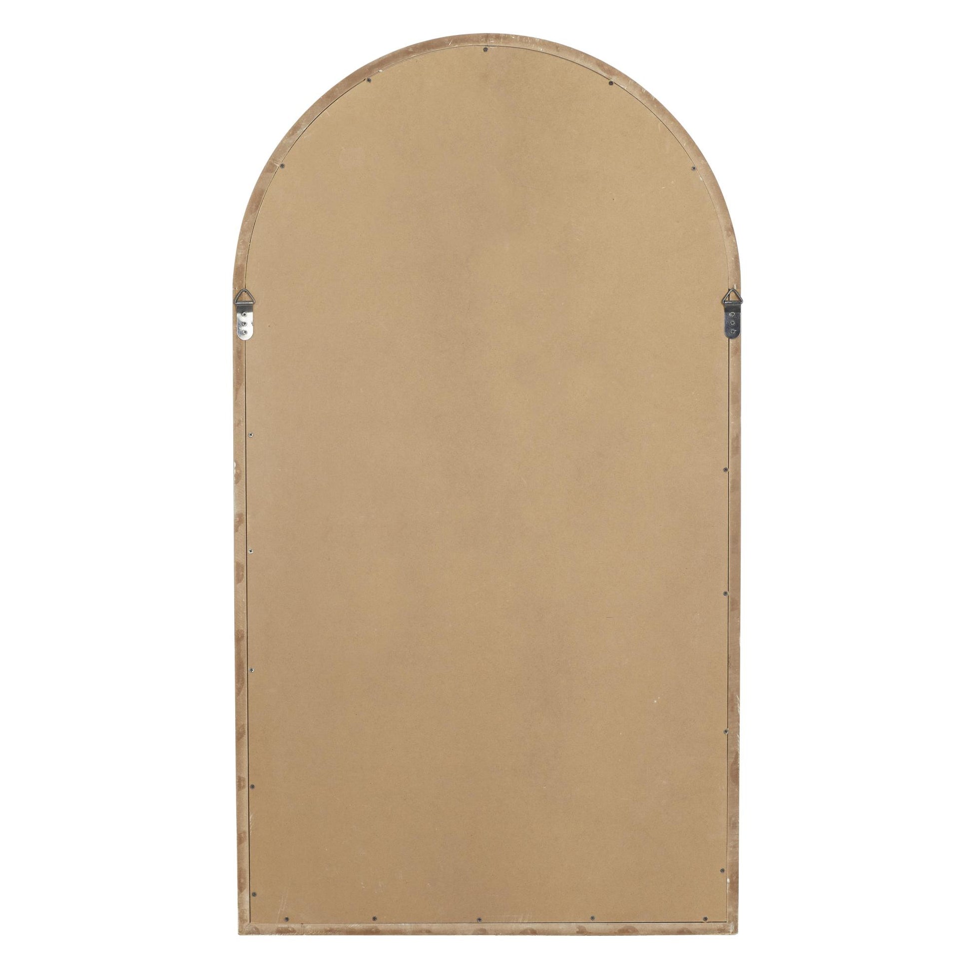 White Wood Window Pane Inspired 2 Door Room Wall Mirror with Arched Top and Distressing