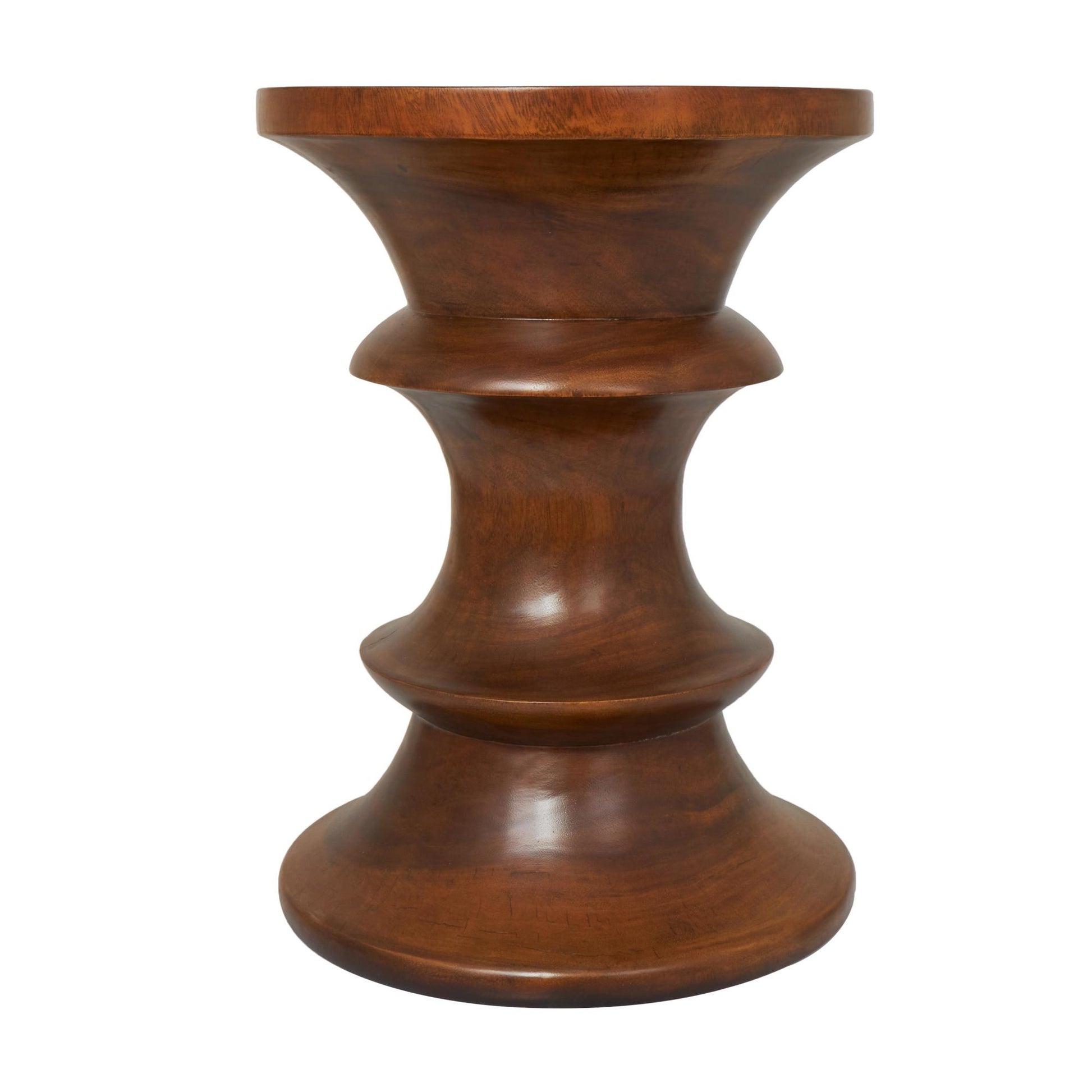 Geometric Brown Wood Handmade Side End Accent Table