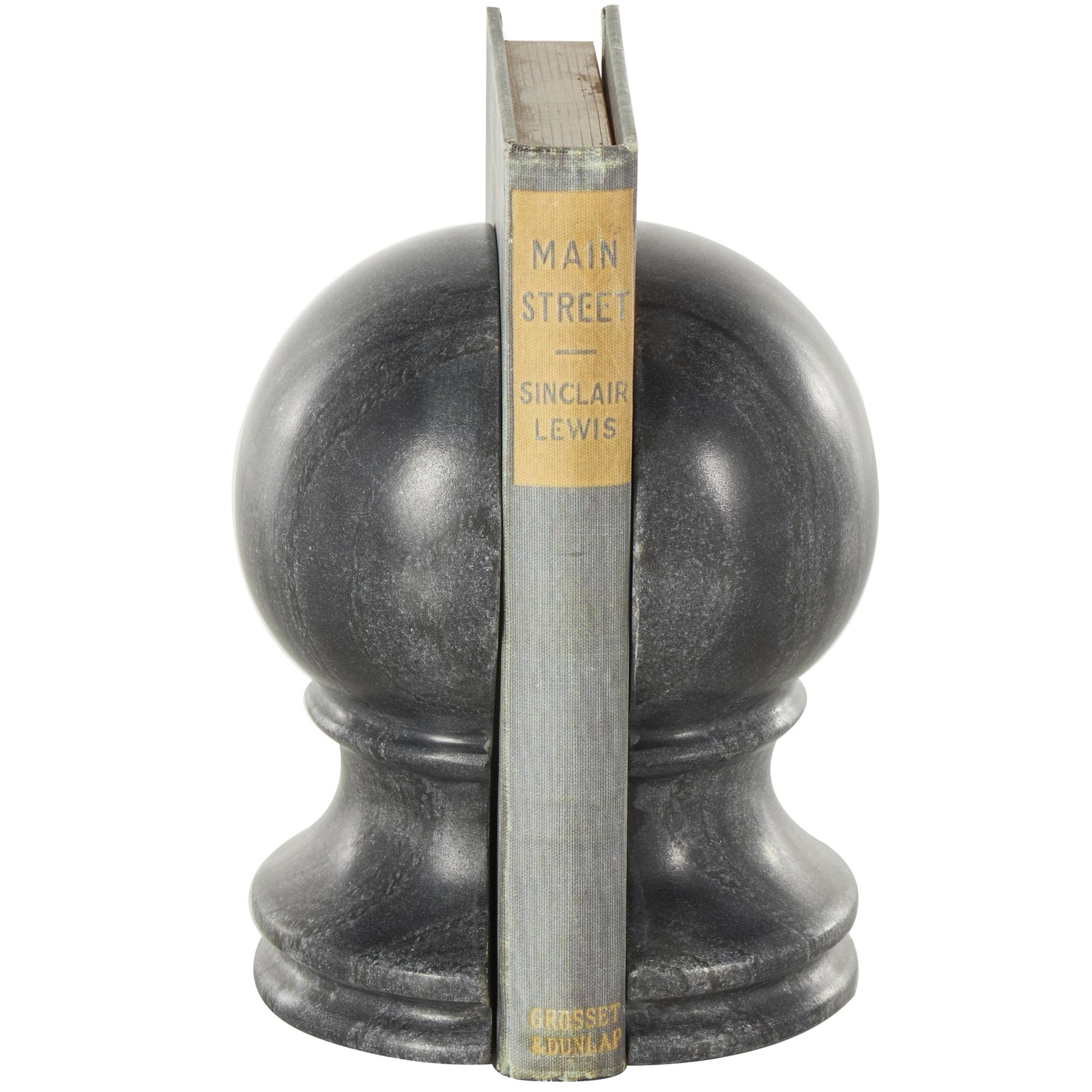Set of 2 Globe Marble Sleek Orb Decorative Bookends