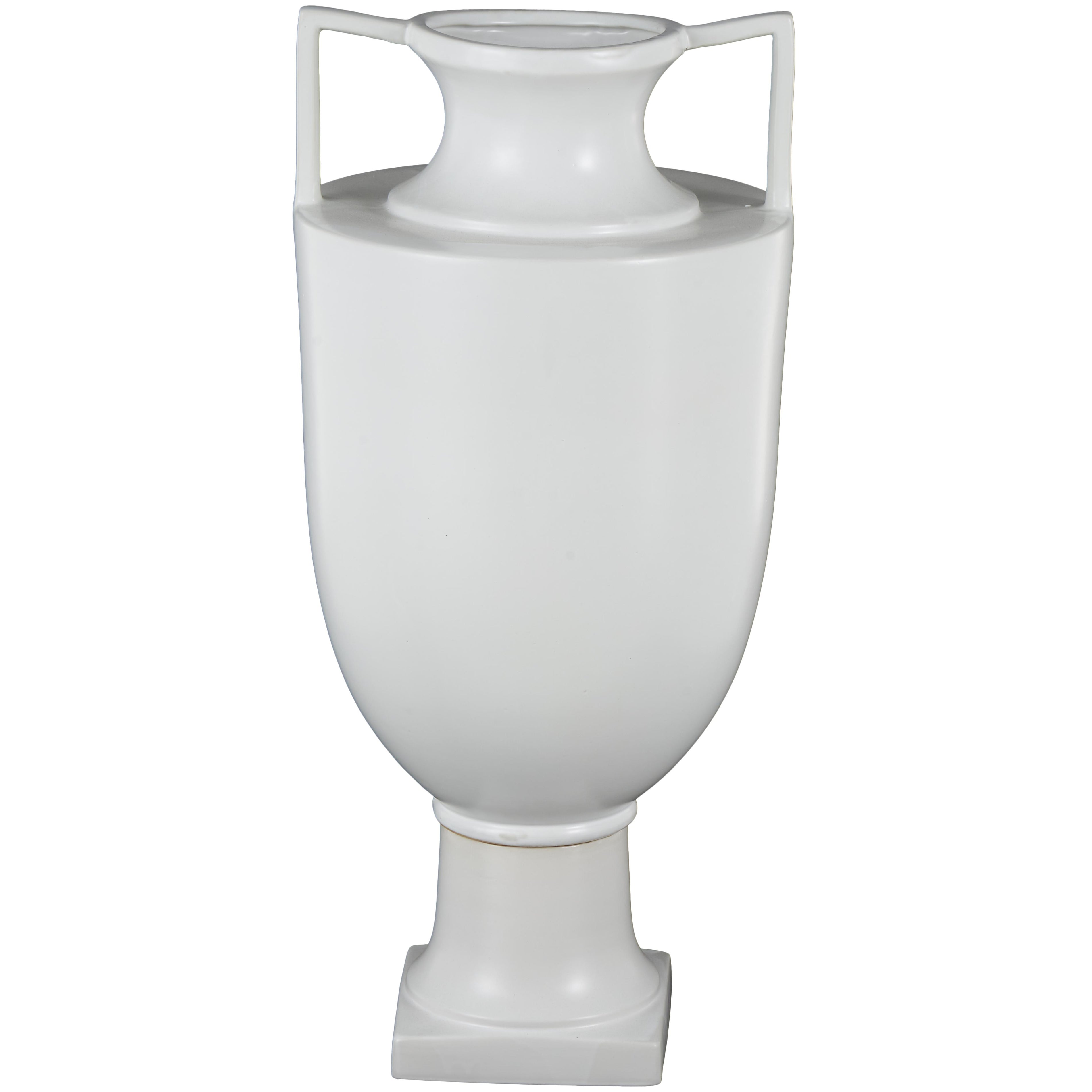 Ceramic Fluted Urn Shaped Decorative Vase with Handles