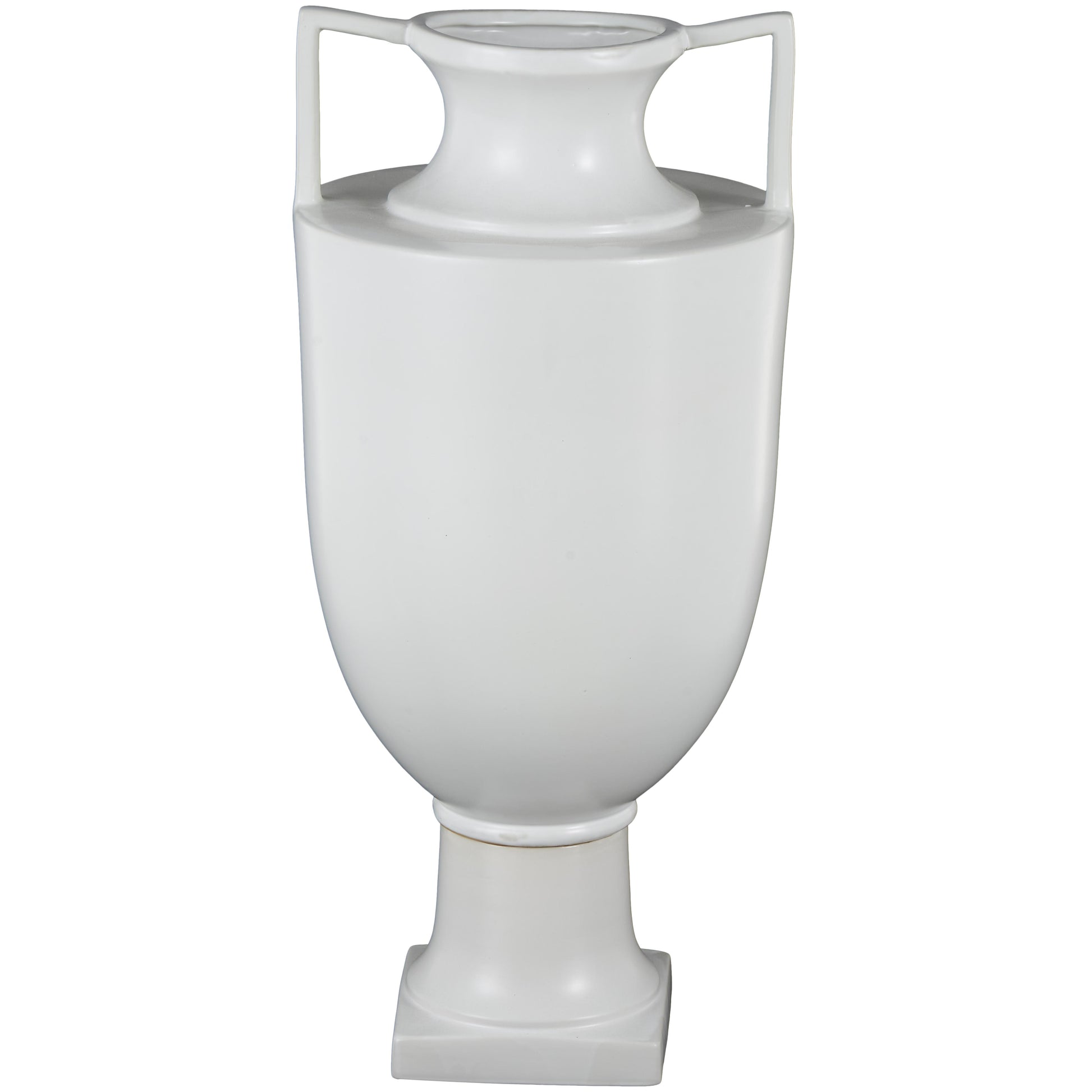 Ceramic Fluted Urn Shaped Decorative Vase with Handles