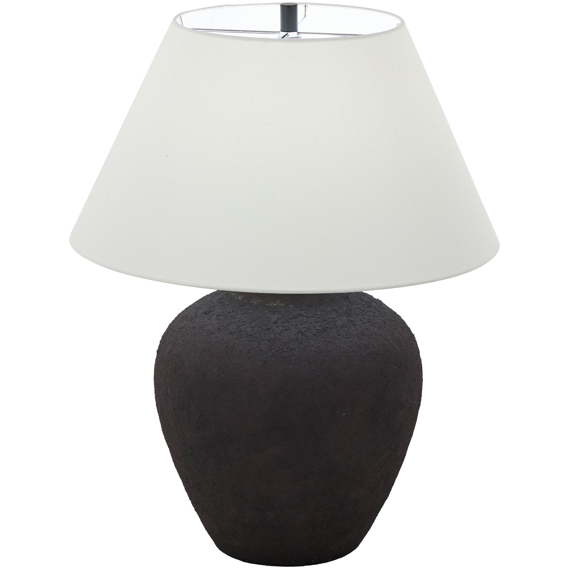 Ceramic Wide Rounded Textured Room Table Lamp with White Linen Shade 19" x 19" x 25"