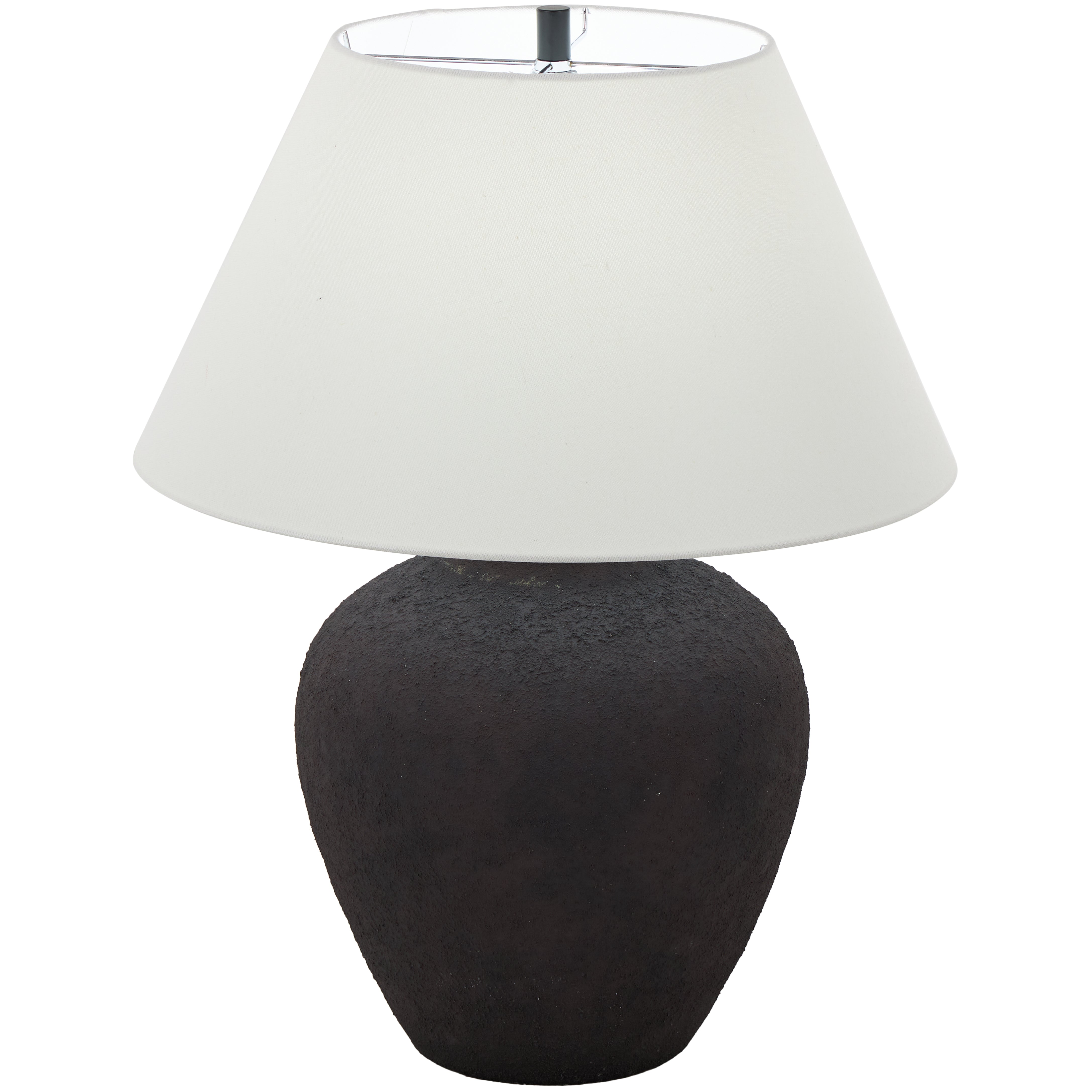 Ceramic Wide Rounded Textured Room Table Lamp with White Linen Shade 19" x 19" x 25"