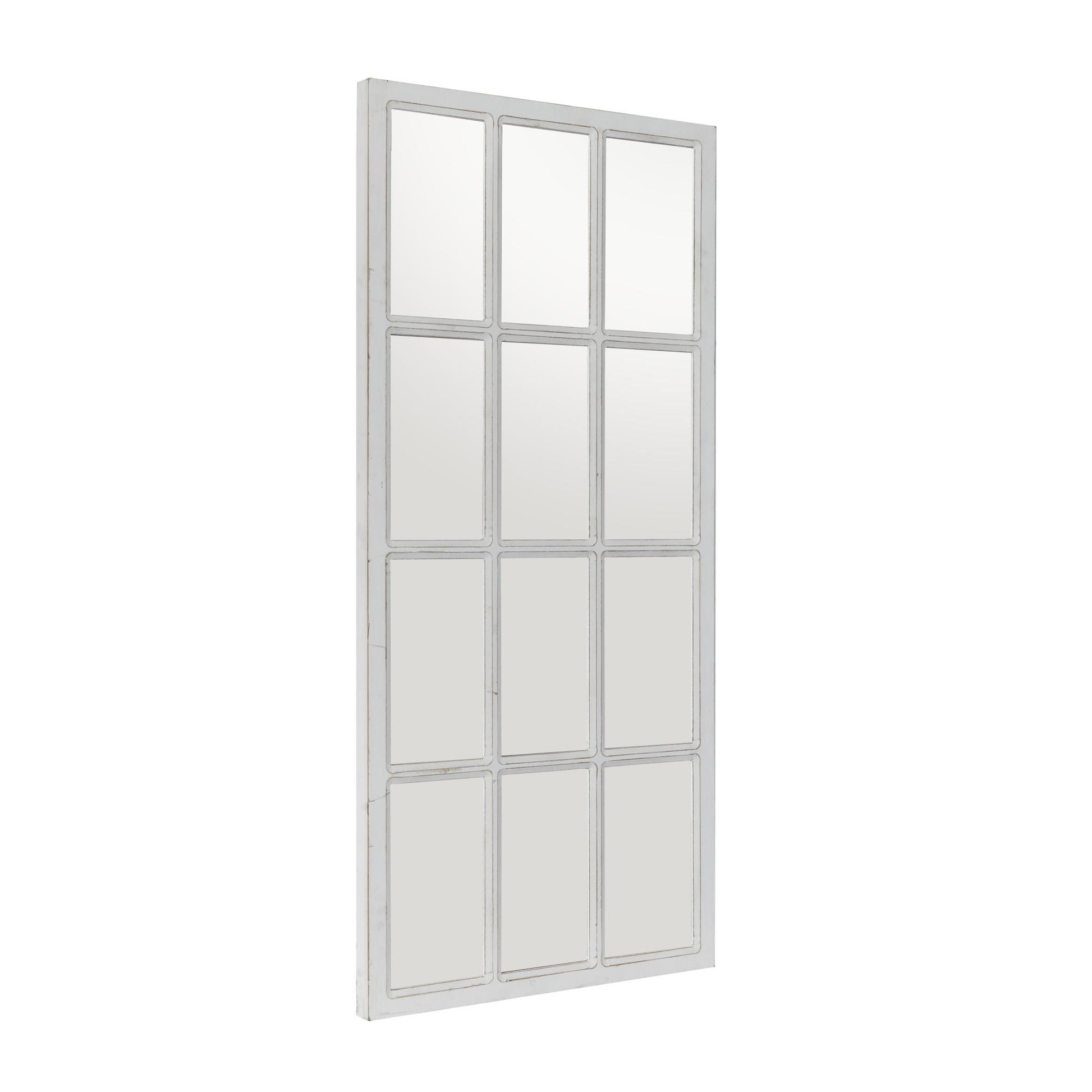 White Wood Window Pane Inspired Room Wall Mirror