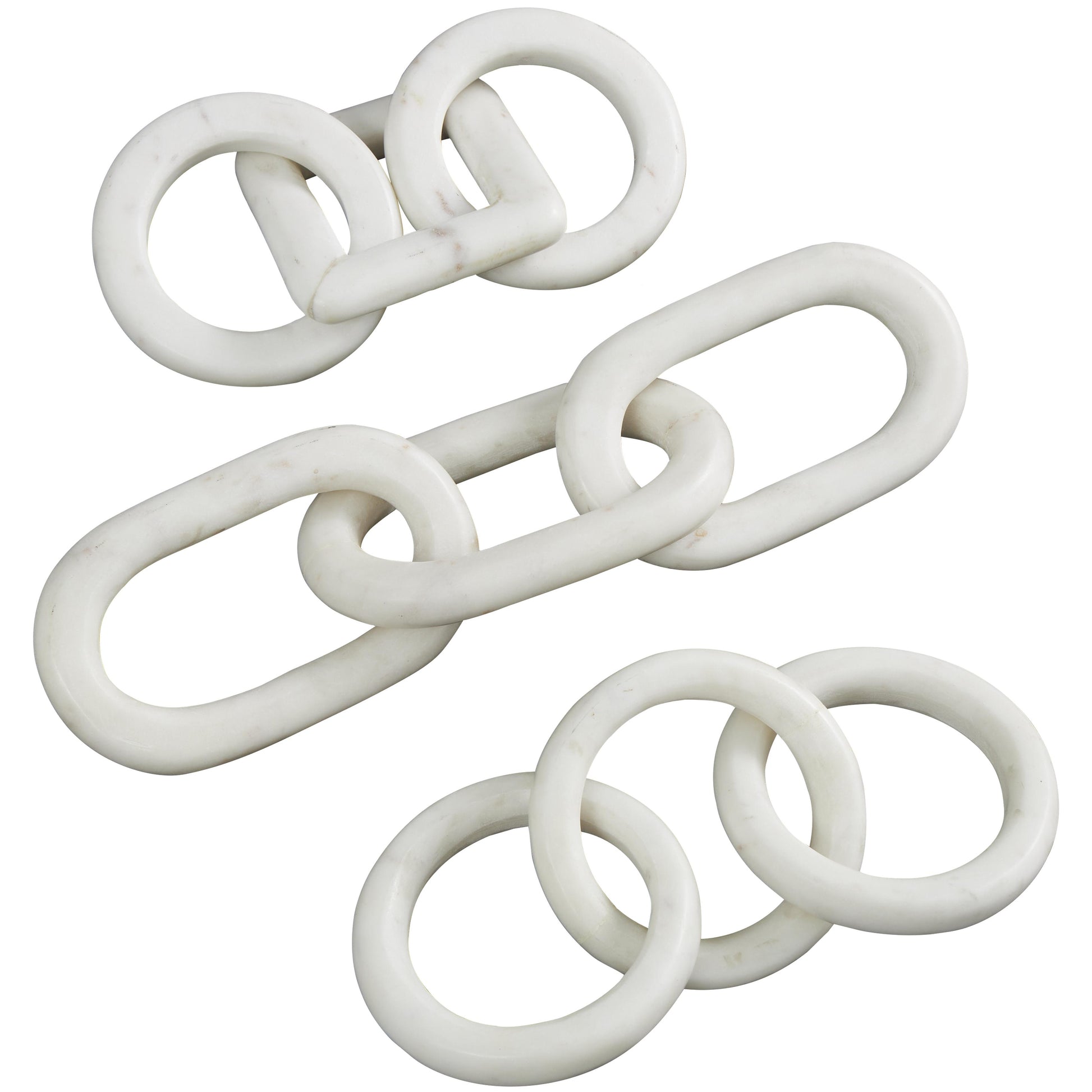 Set of 3 Chain Marble Handmade 3 Link Decorative Sculpture with Various Shapes