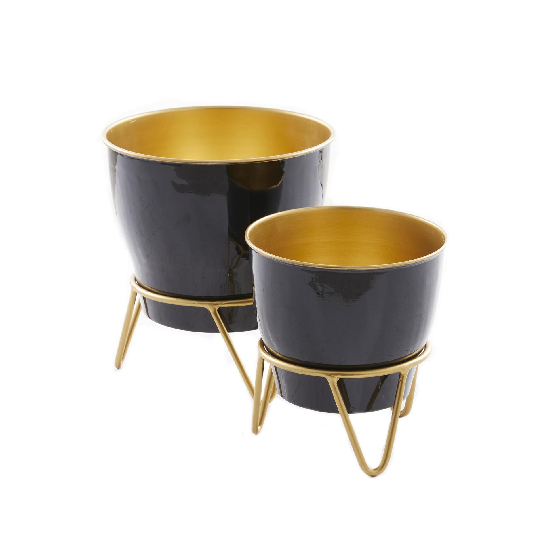 Set of 2 Metal Indoor Outdoor Planter with Removable Stand