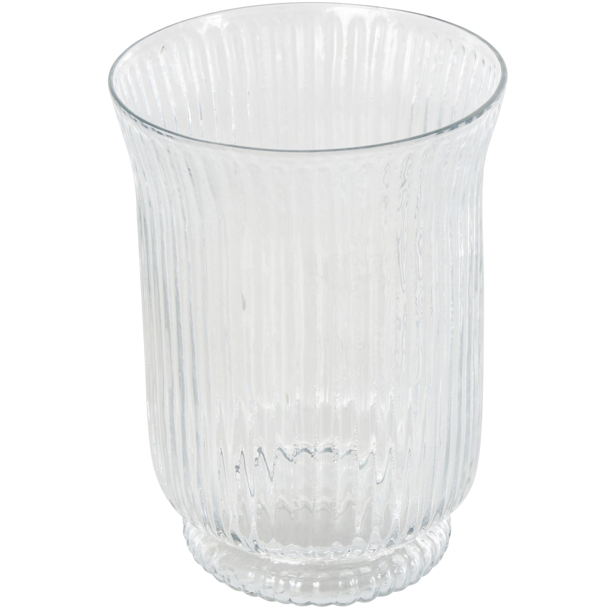 Clear Glass Ribbed Fluted Decorative Candle Holder