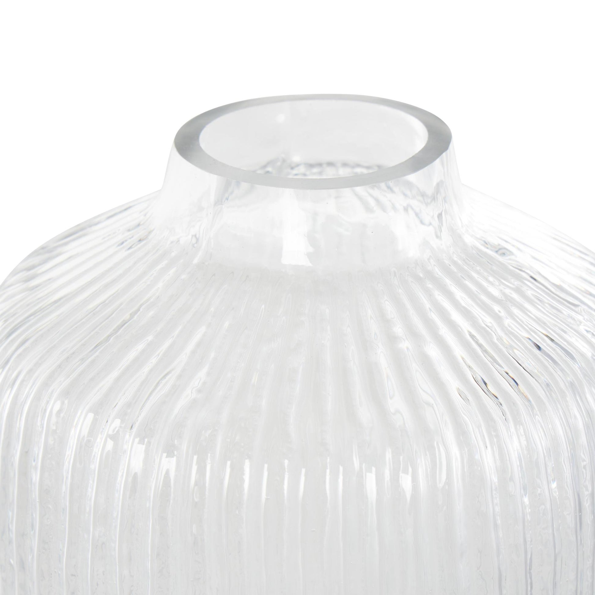 Clear Glass Ribbed Fluted Decorative Vase