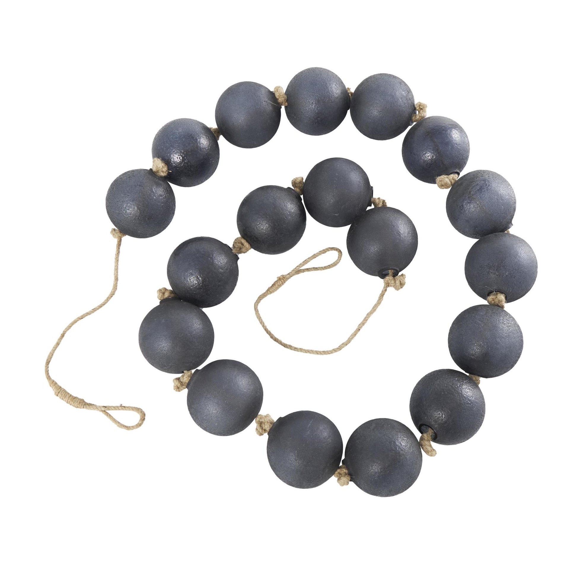 Glass Handmade Round Extra Long Frosted Orb Beaded Garland with Tassel with Knotted Jute Rope