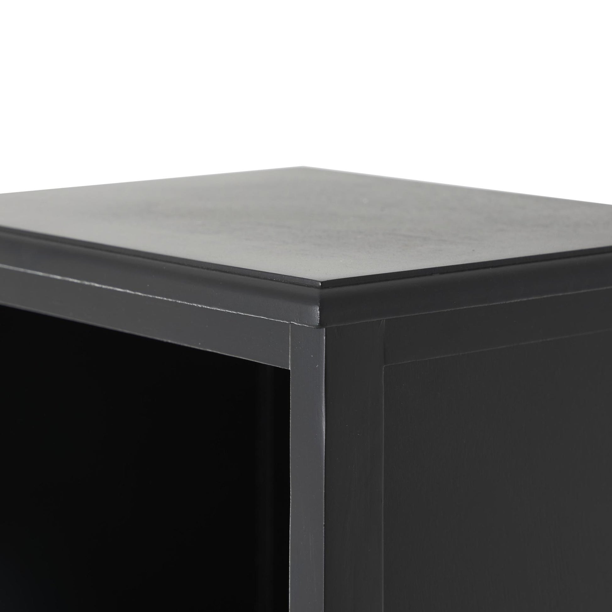 Black Wood 2 Drawer and 3 Shelf Room Cabinet with Rattan Front