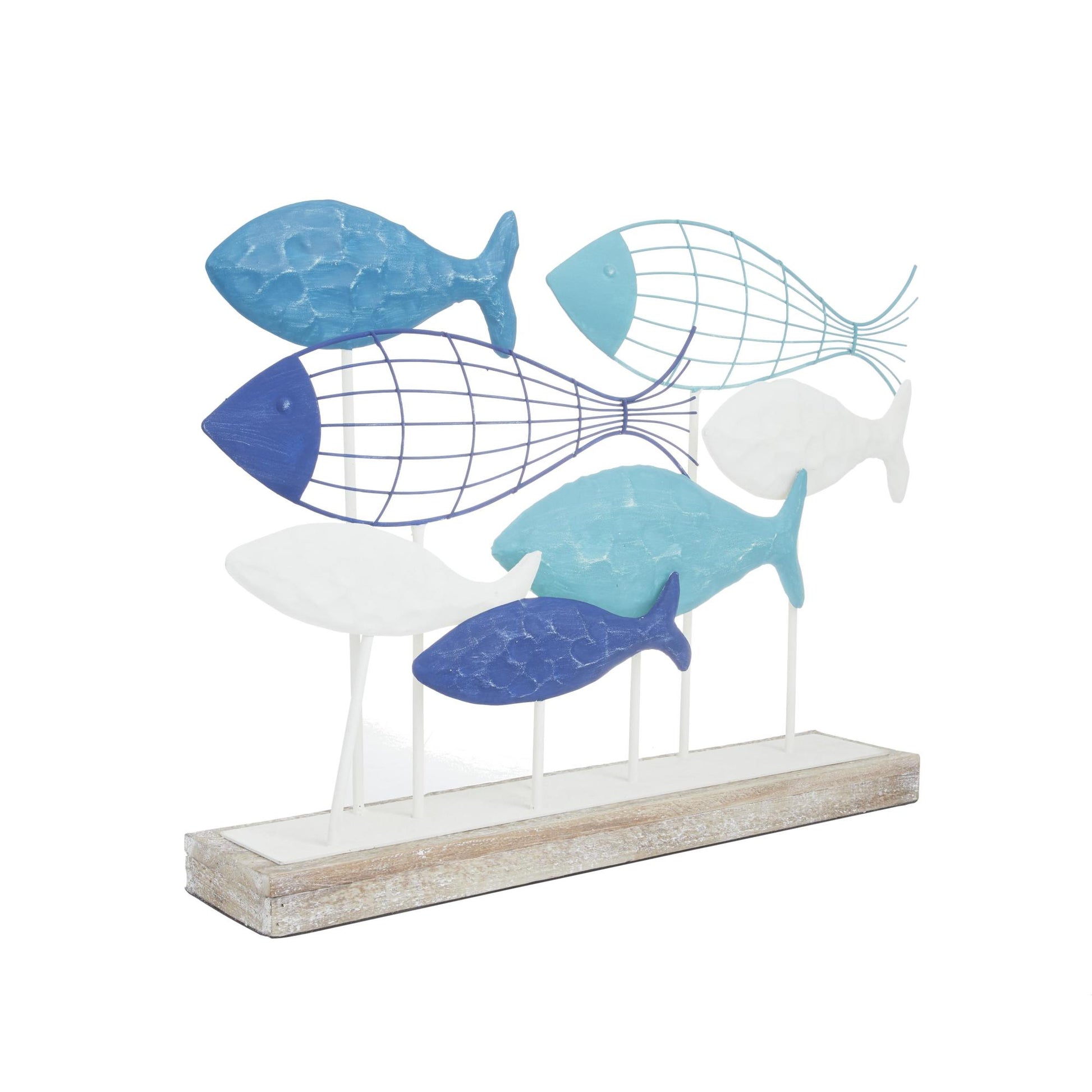 Fish Blue Metal Decorative Sculpture
