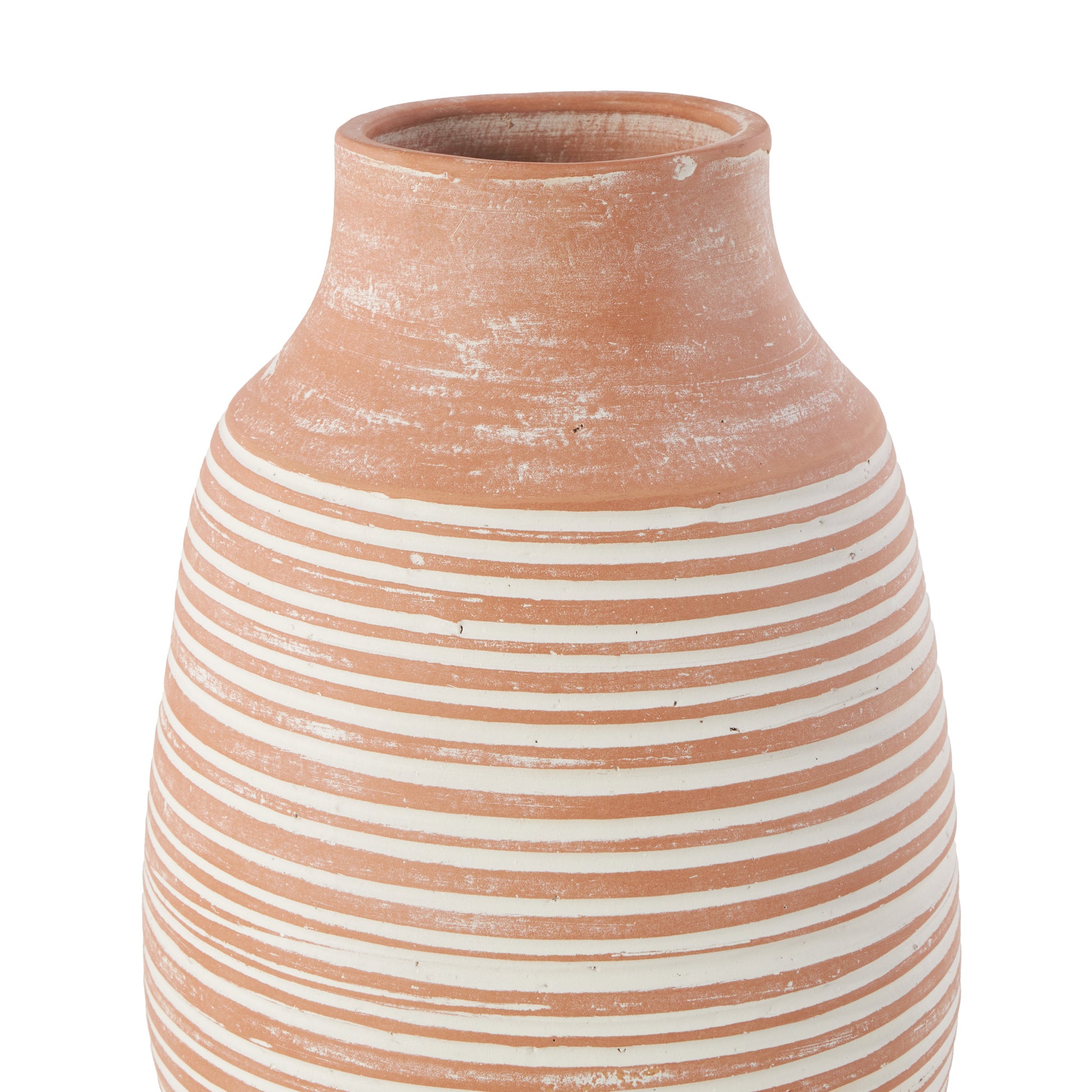 Pink Ceramic Whitewashed Ribbed Decorative Vase