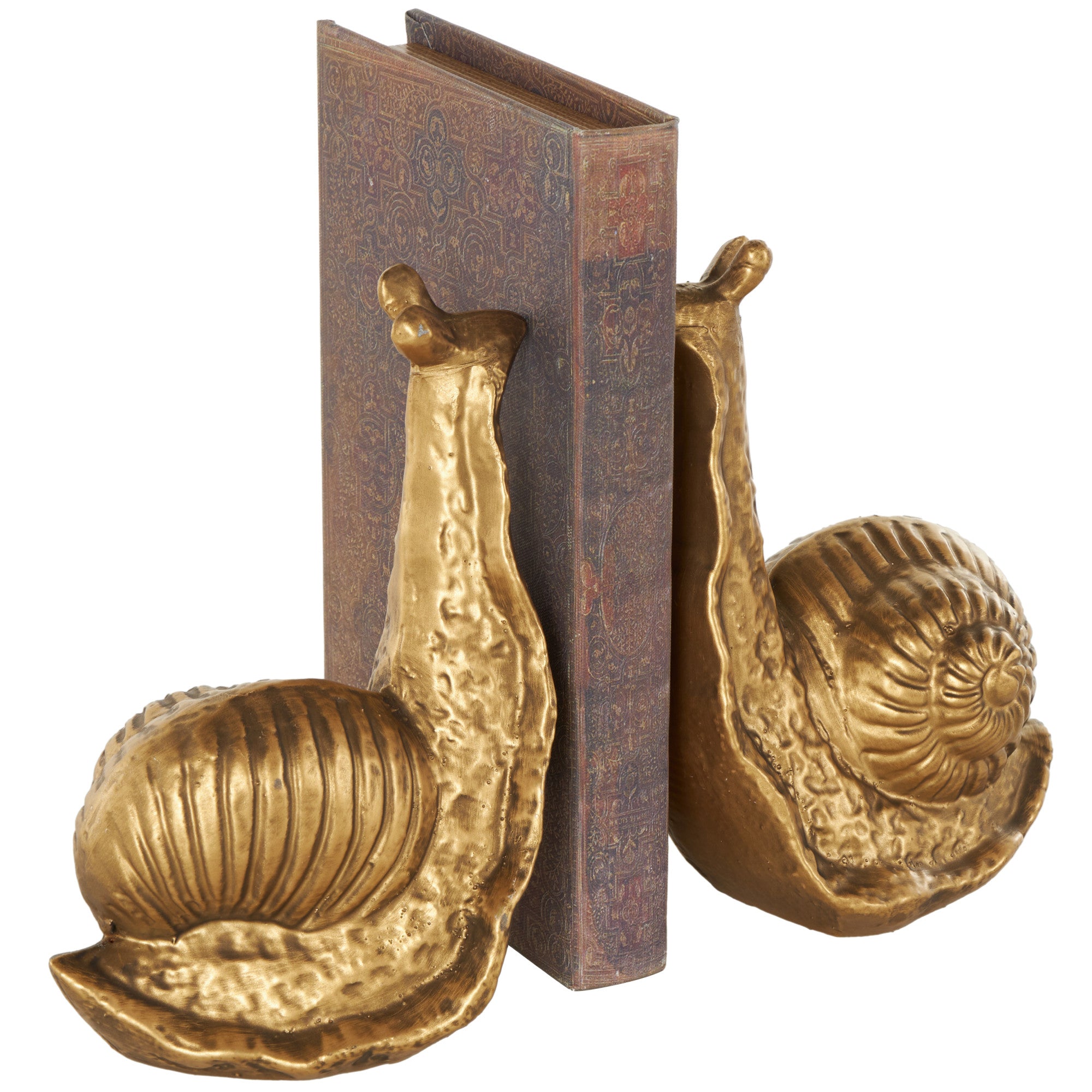Set of 2 Snail Gold Metal Standing Decorative Bookends