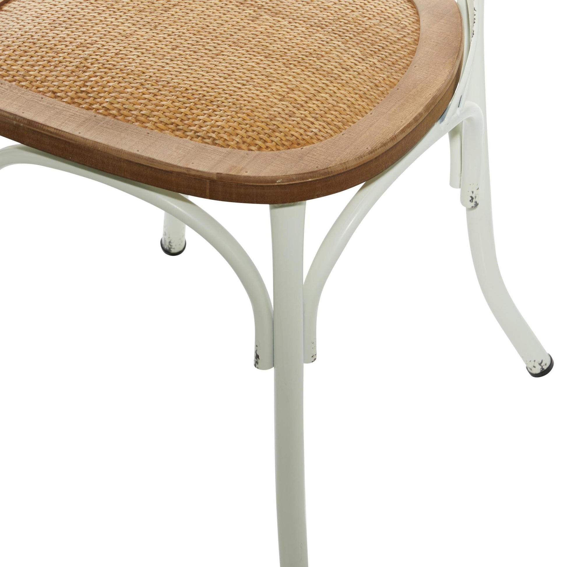 Set of 2 Metal Kitchen Dining Chair with Brown Rattan Seat