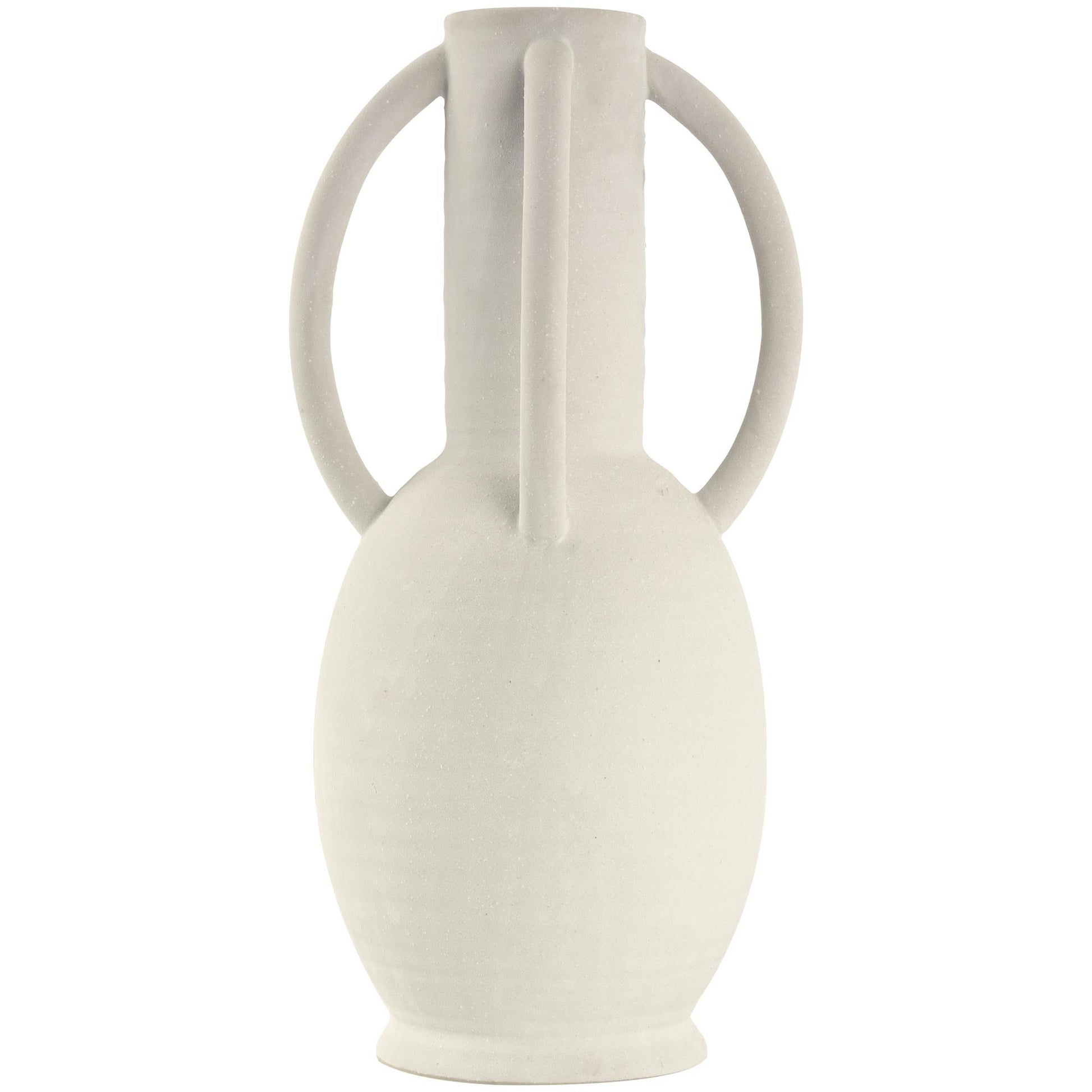 Ceramic Textured Decorative Vase with 4 Handles