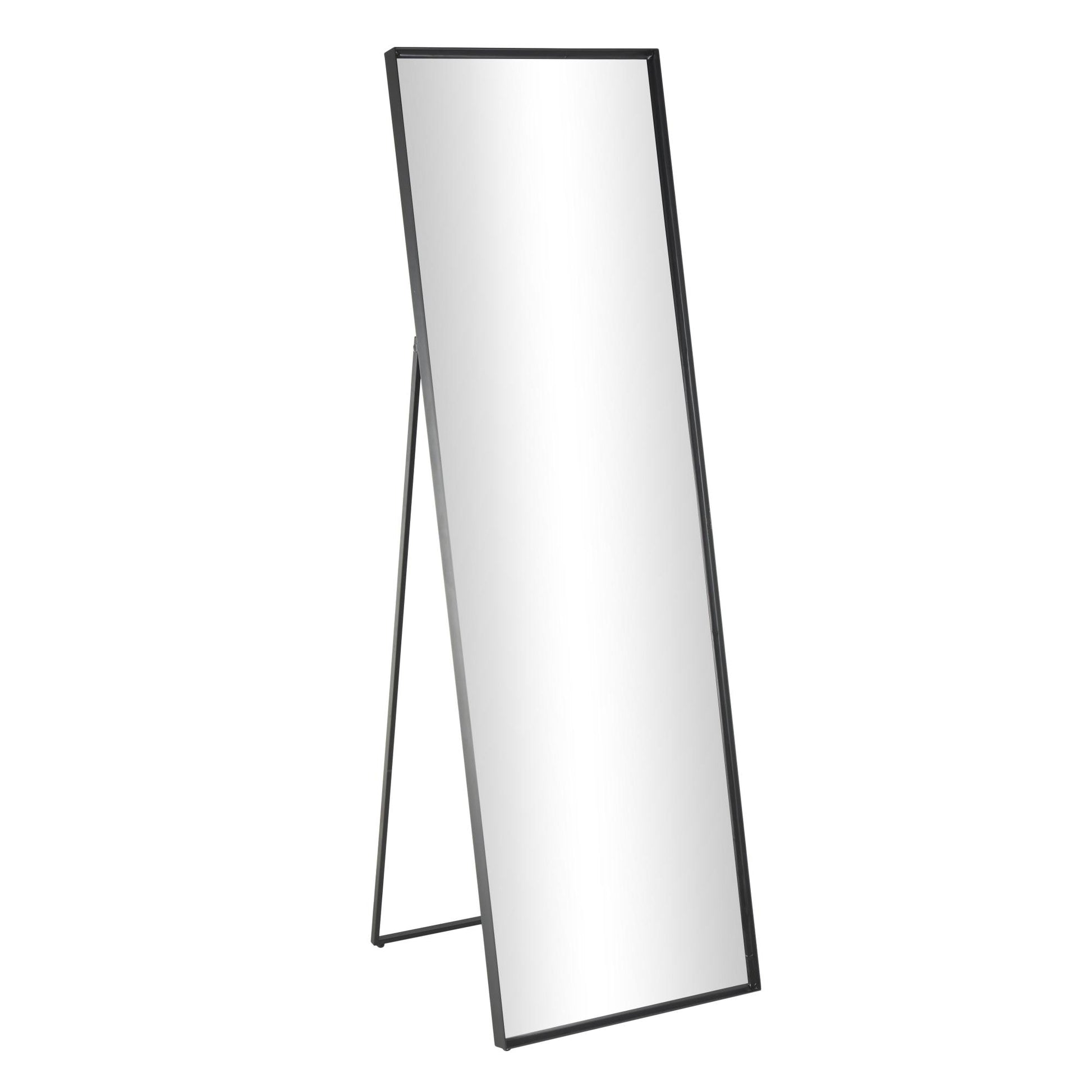 Black Metal Foldable Room Floor Mirror with Thin Frame