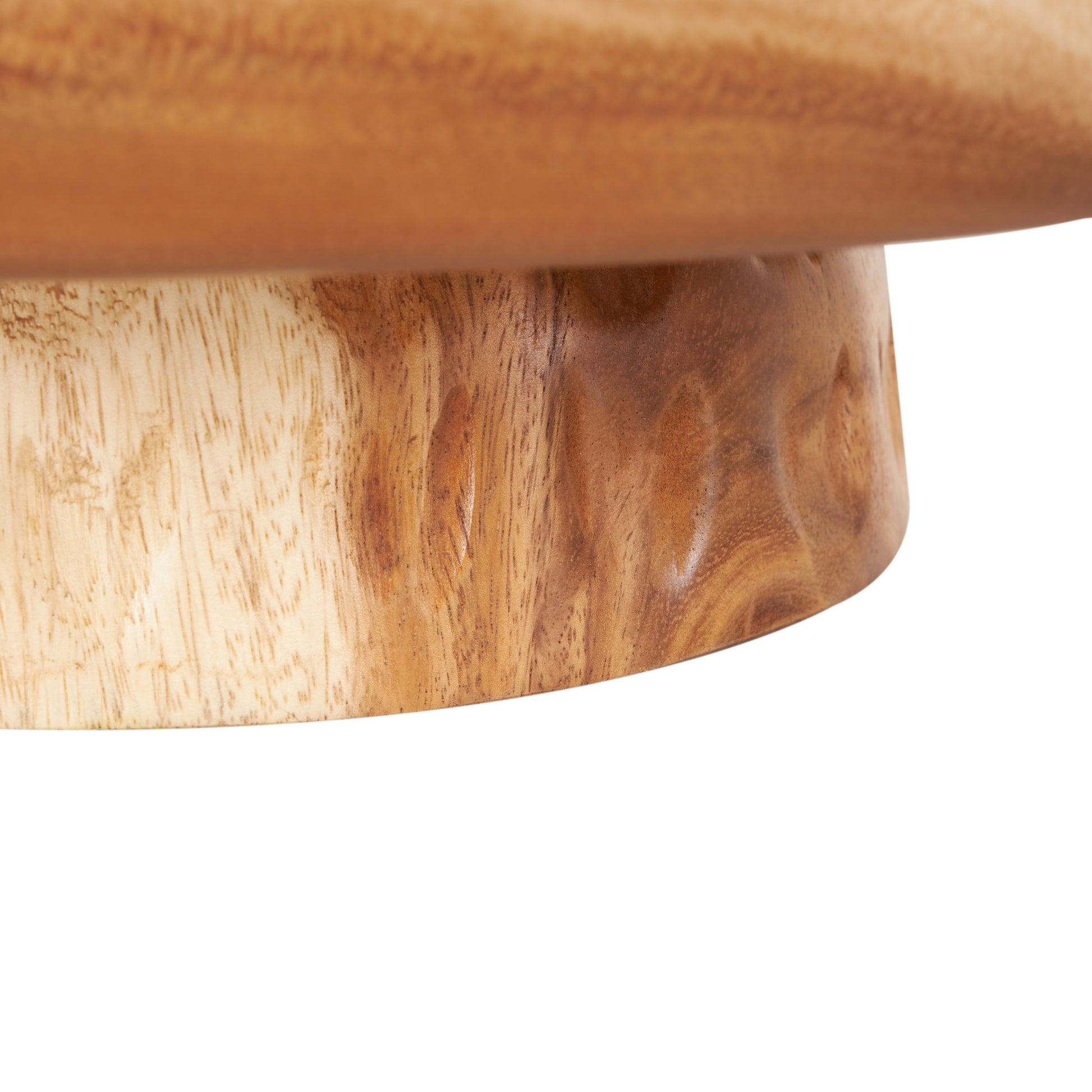Brown Teak Wood Handmade Large Decorative Bowl with Elevated Base