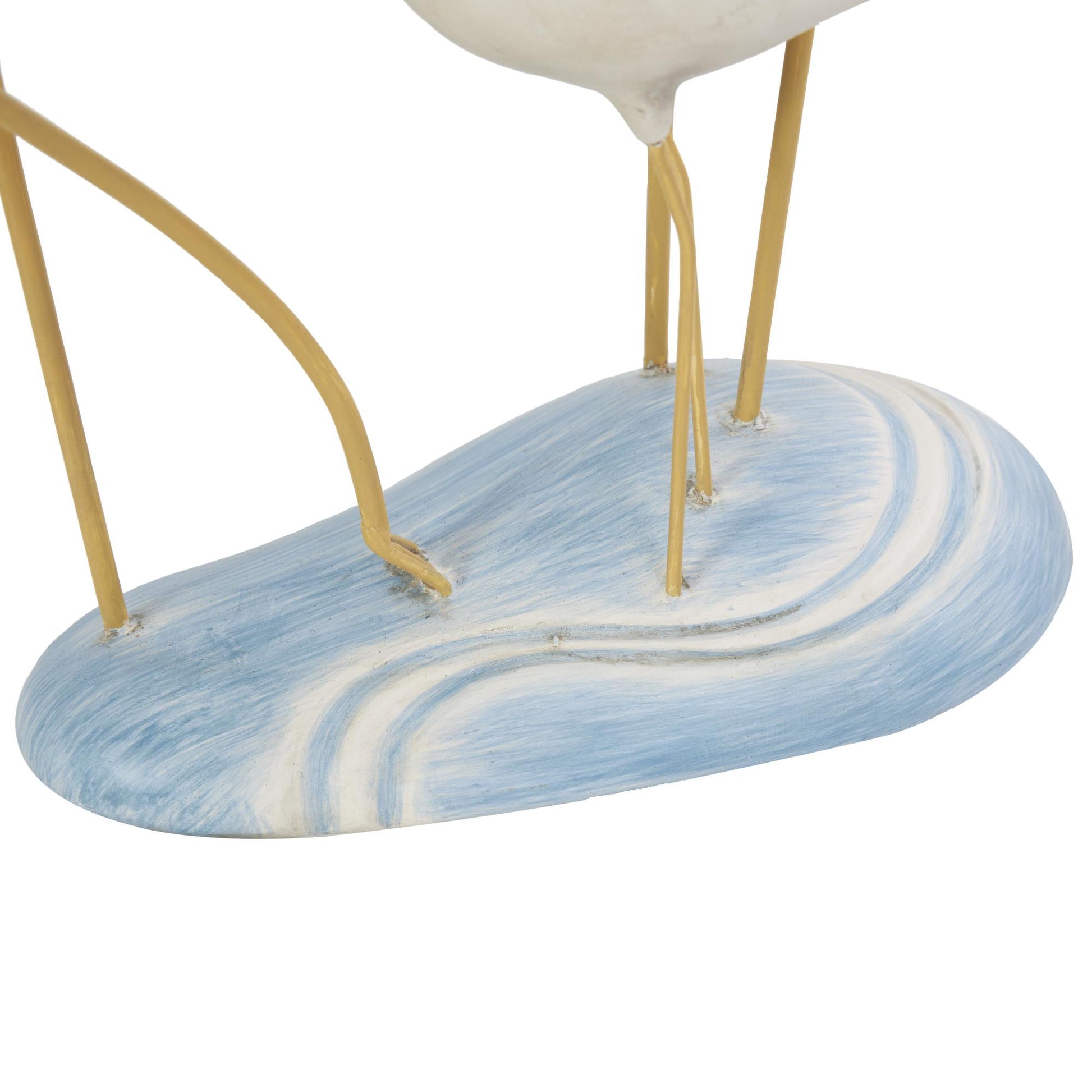 Bird Light Blue Polyresin Family Decorative Sculpture with Yellow Accents