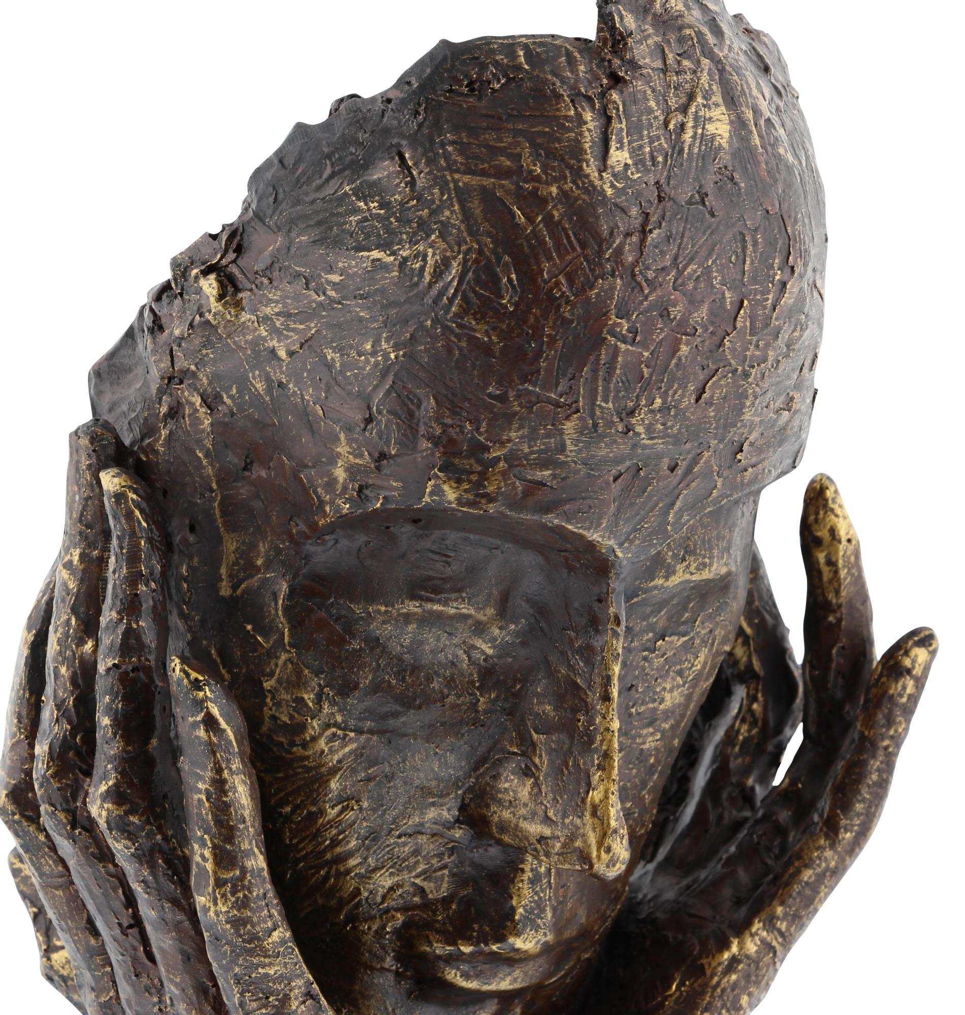 Mask Brown Polystone Thinker Decorative Sculpture