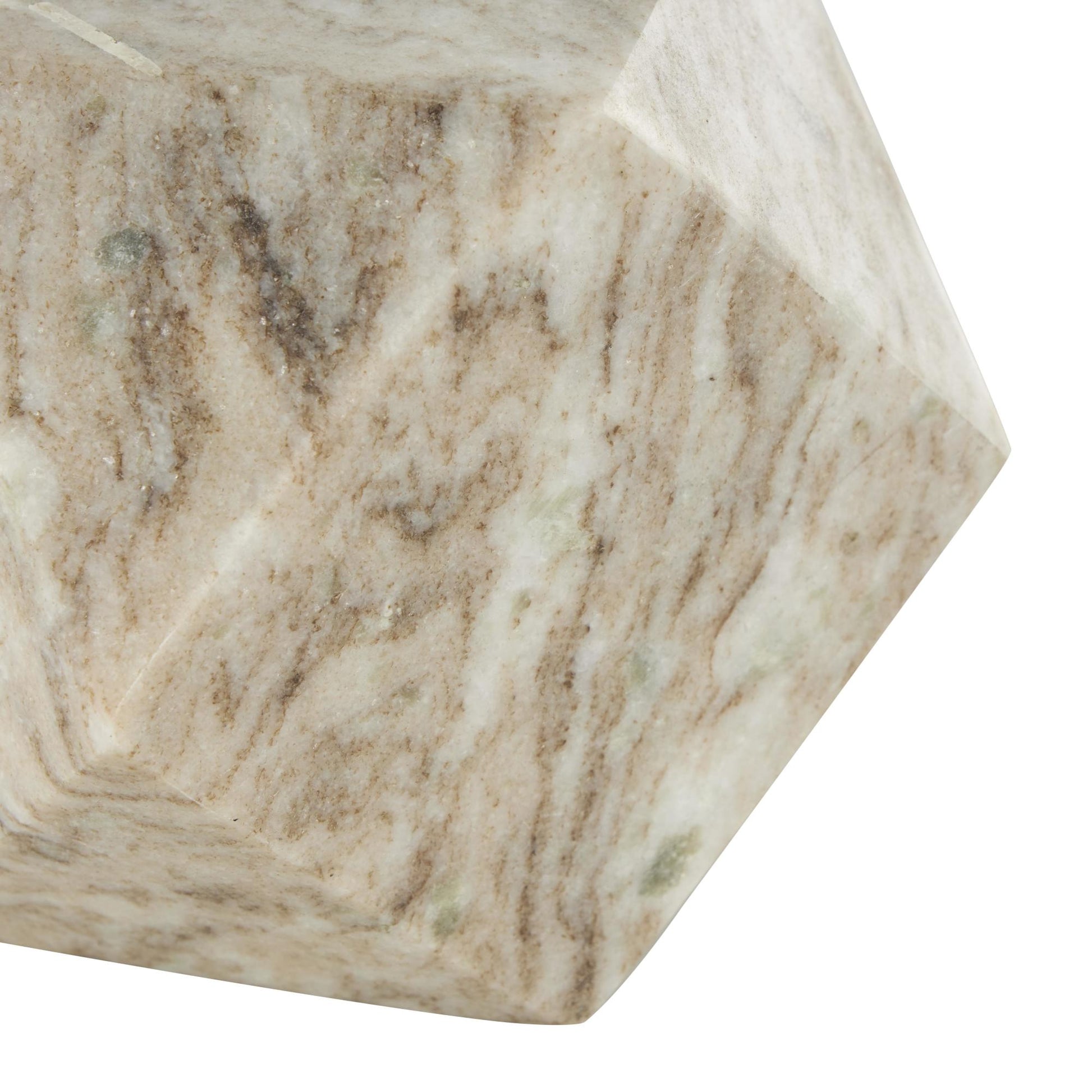 Set of 3 Geometric Marble Cube Two-Toned Hexagon Decorative Sculpture