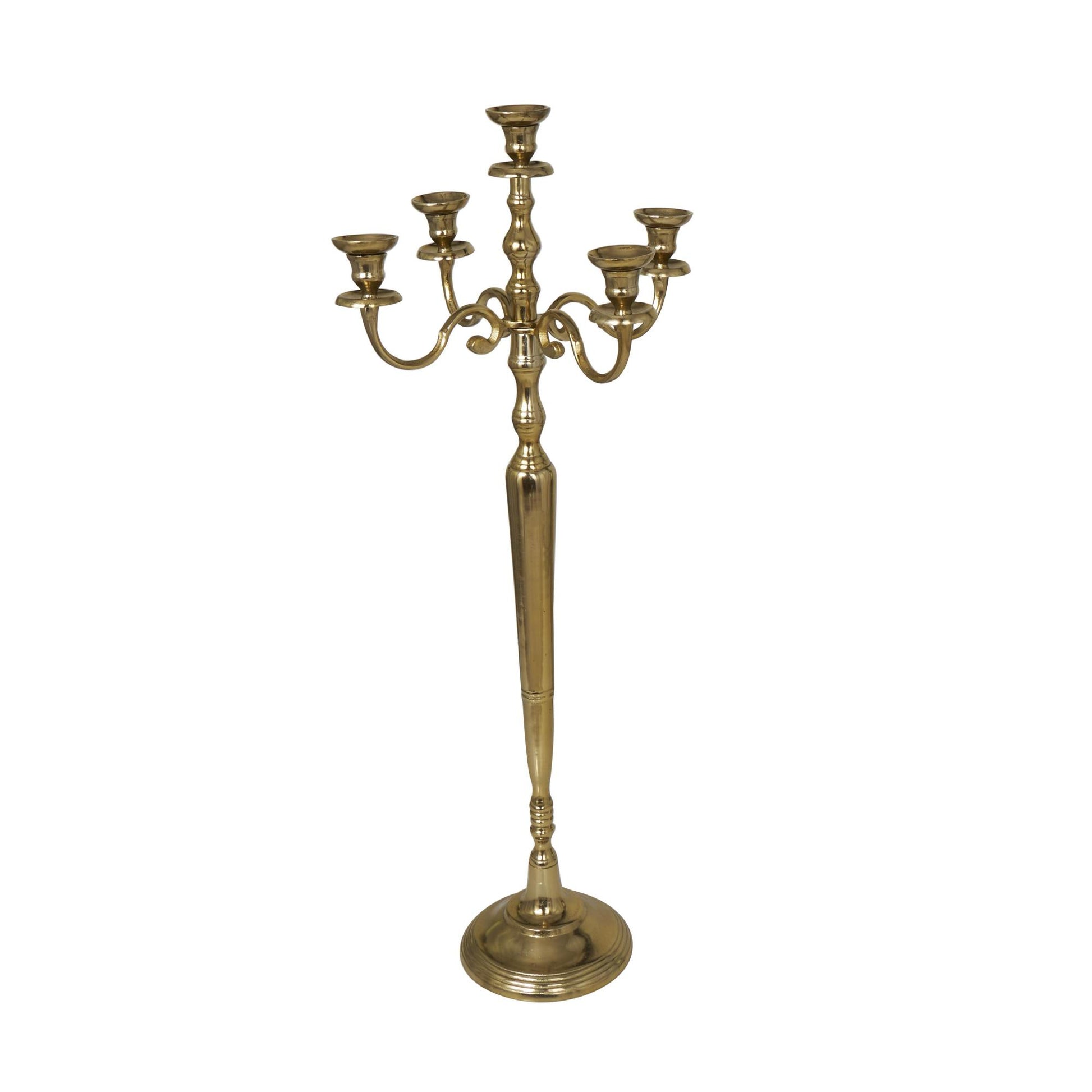 Scroll Aluminum Metal Tall Floor 5 Candle Decorative Candelabra