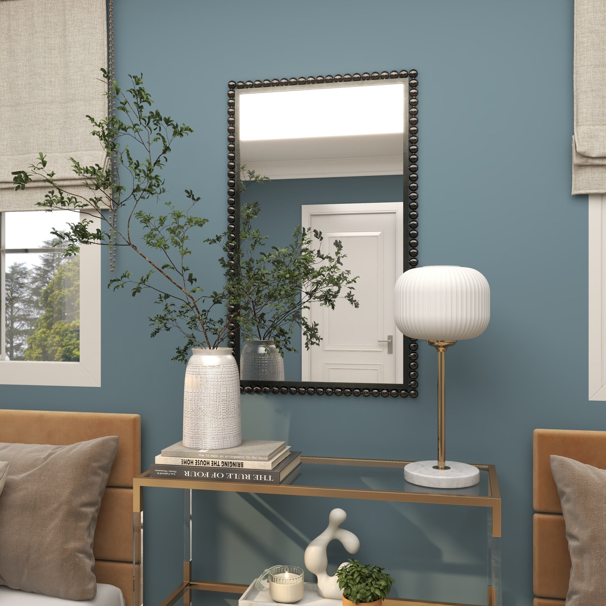 CosmoLiving by Cosmopolitan Metal Room Wall Mirror with Beaded Detailing