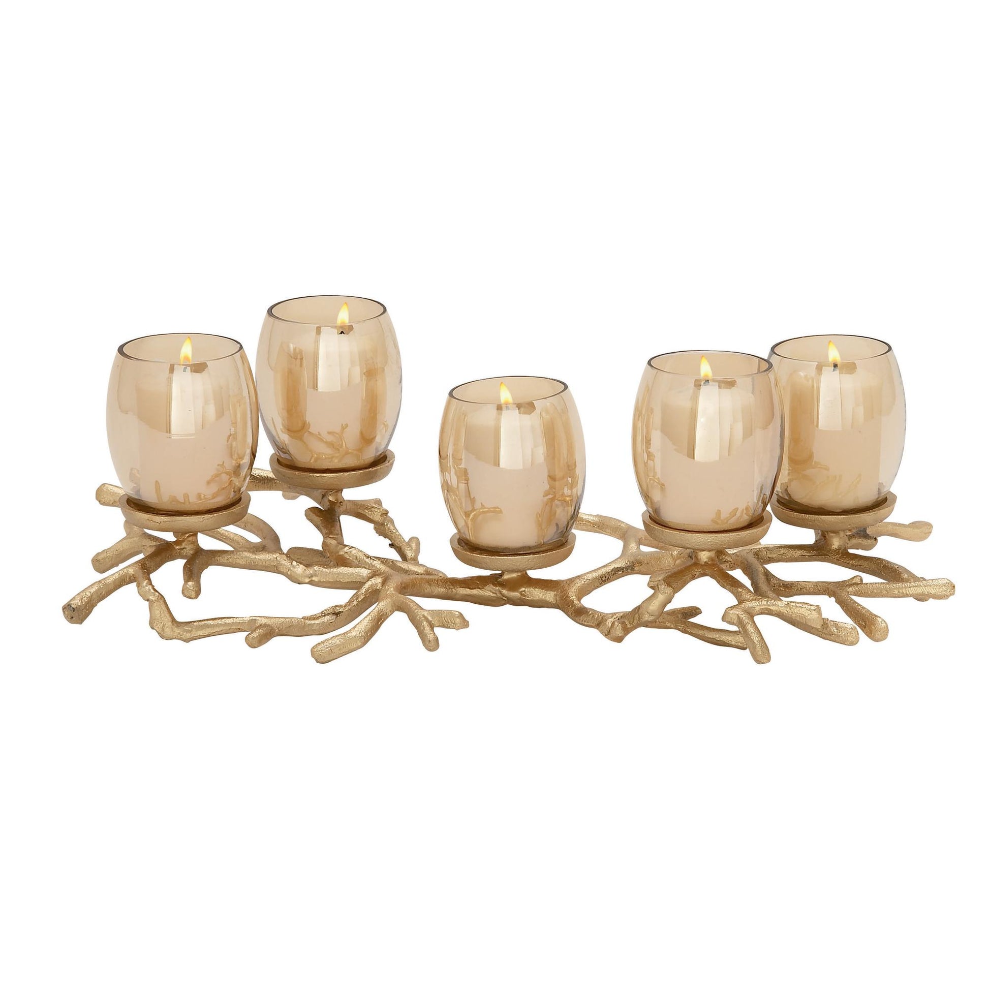 Coral Gold Aluminum Metal Decorative Candelabra