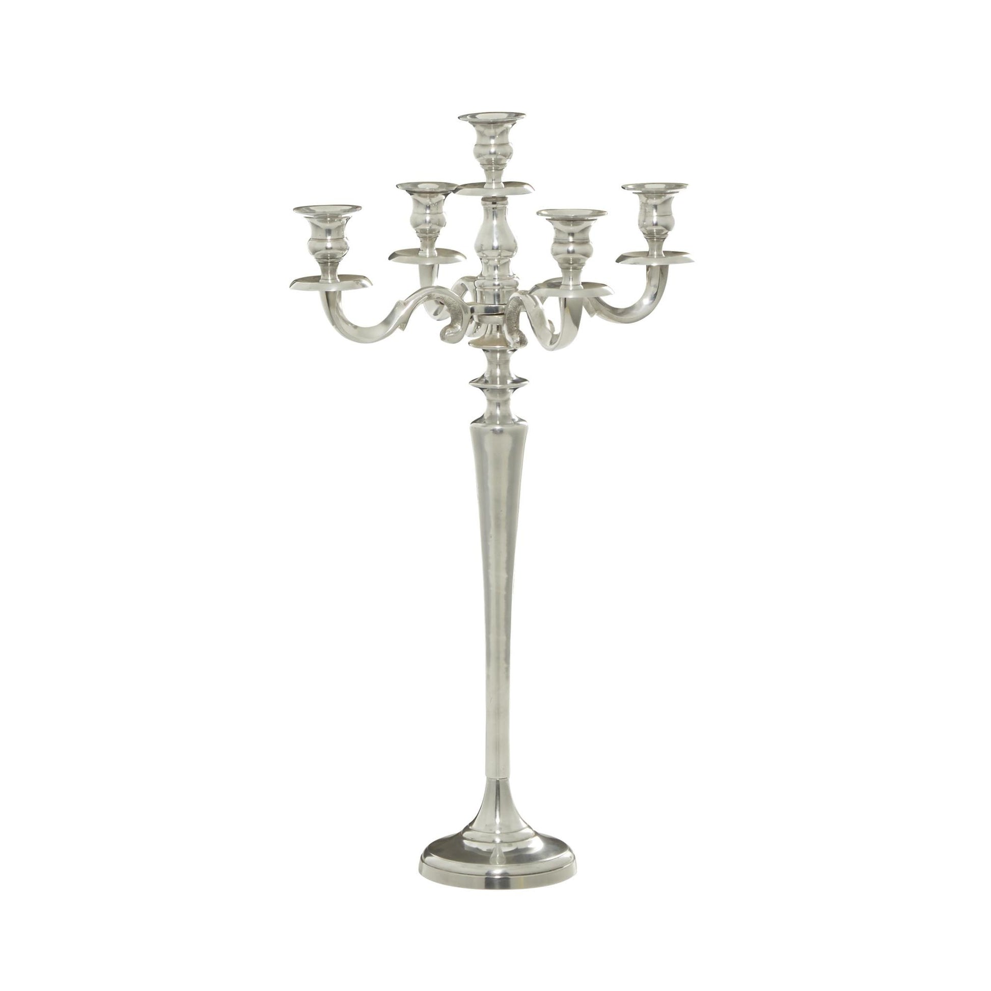 Scroll Silver Aluminum Metal Tall Decorative Candelabra