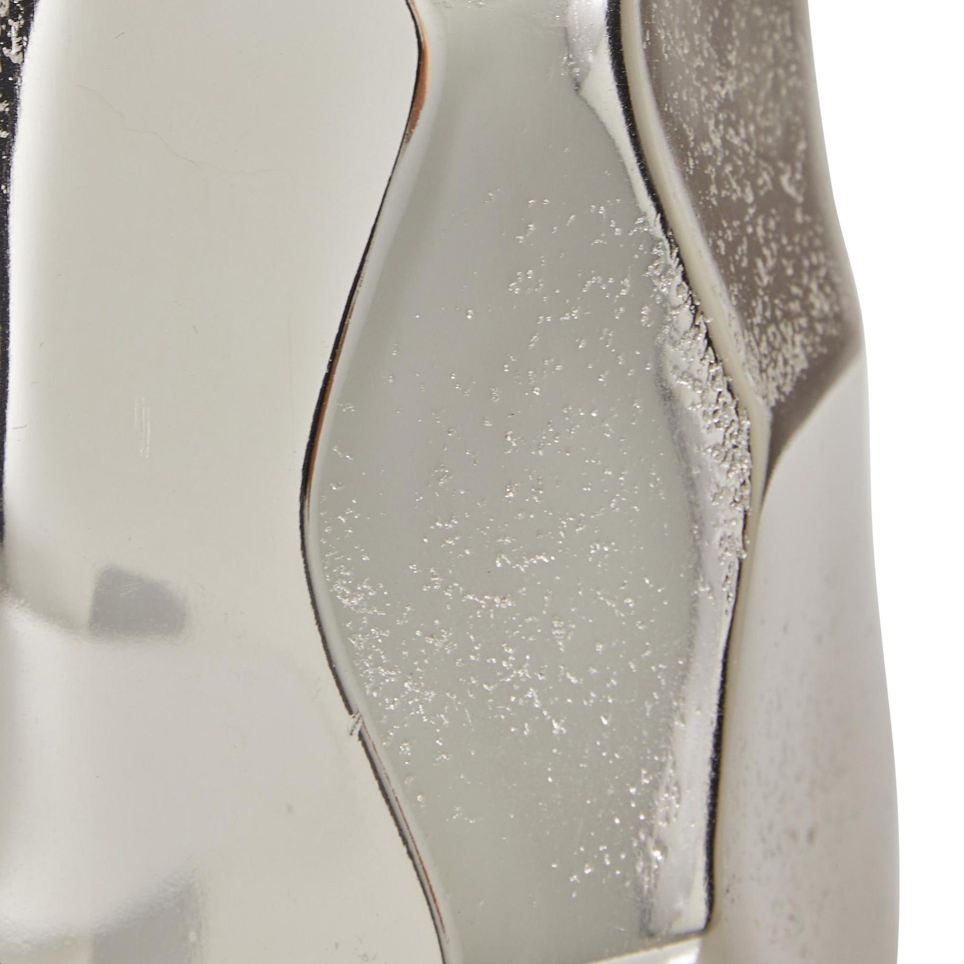 Geometric Silver Aluminum Metal Decorative Vase