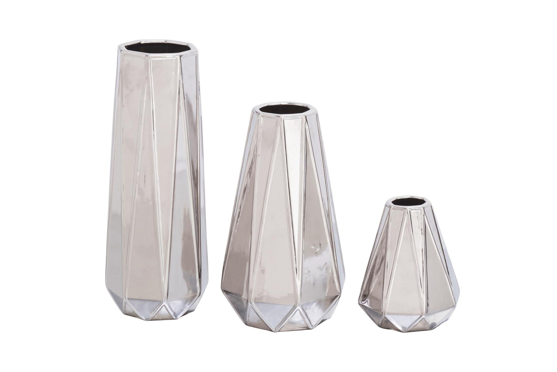 Set of 3 Ceramic Geometric Decorative Vase